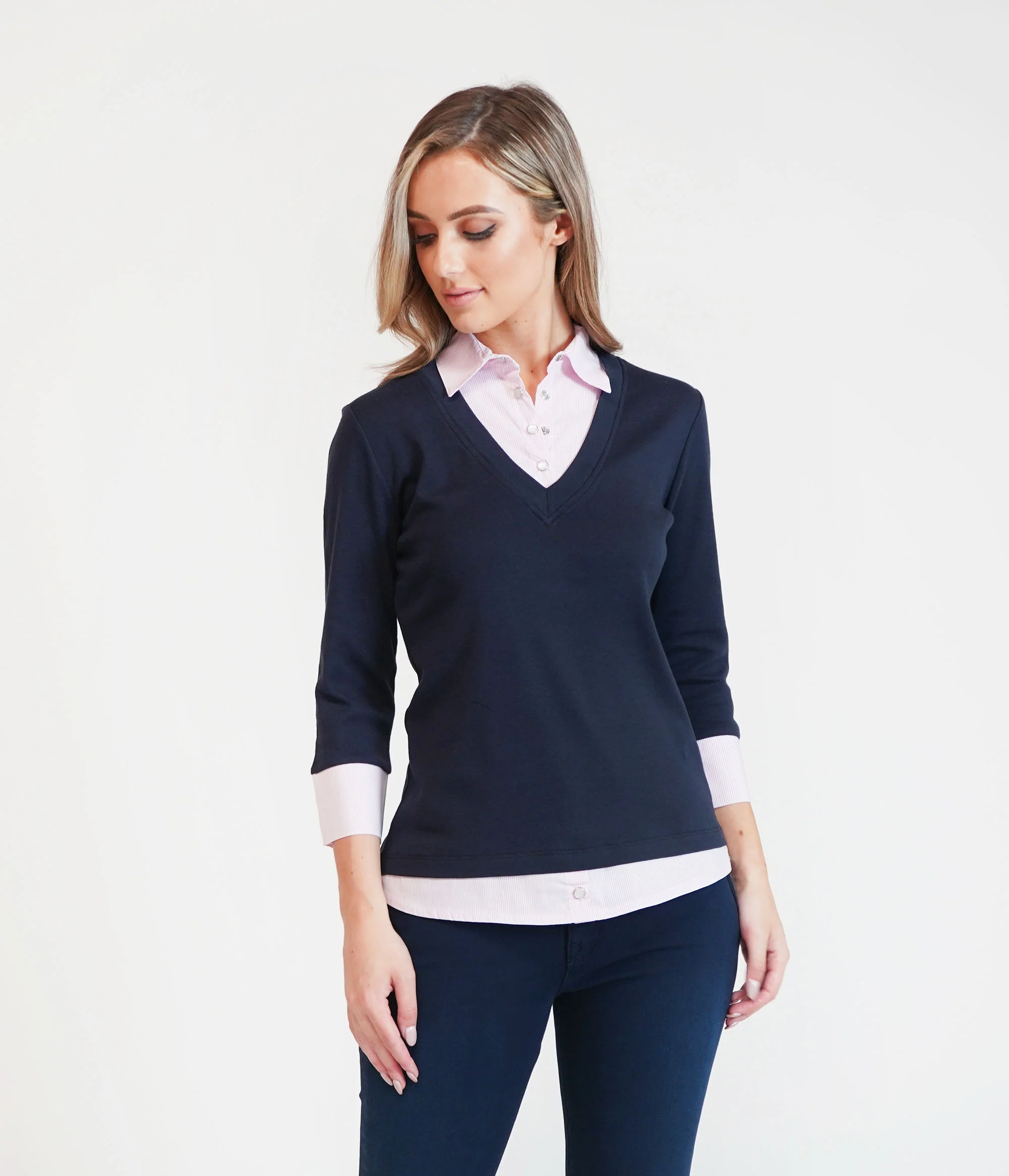 Navy/Purple 2 in 1 Pullover