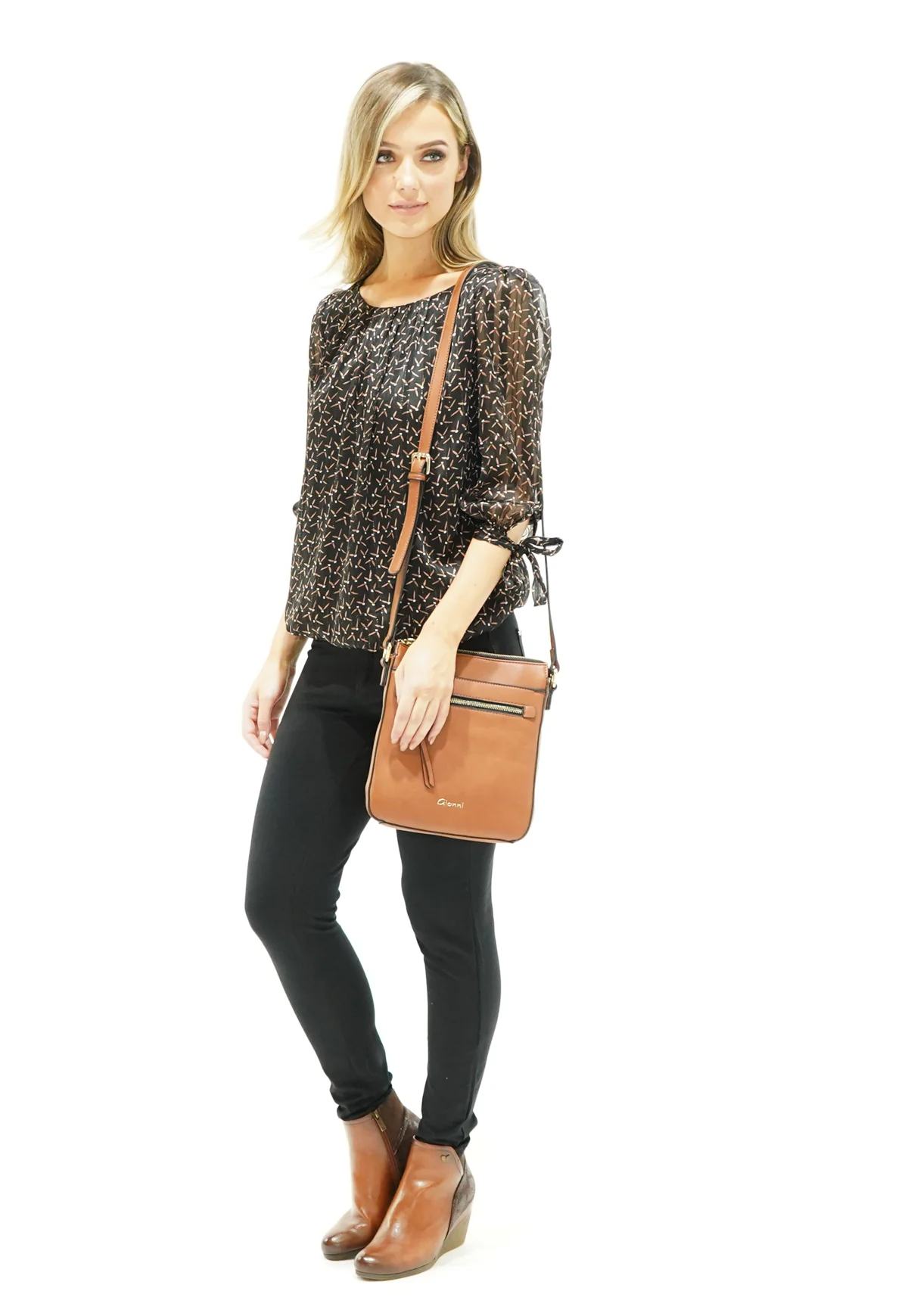 Black Brown Abstract Top