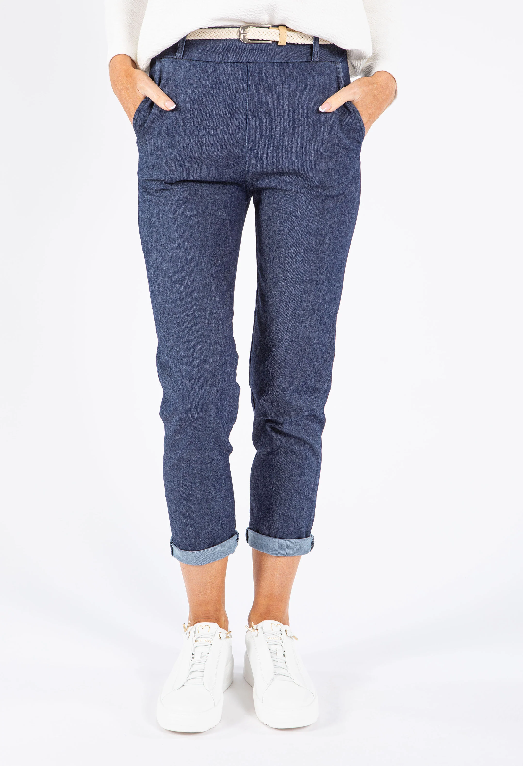 Belted Waist Pull On Jean