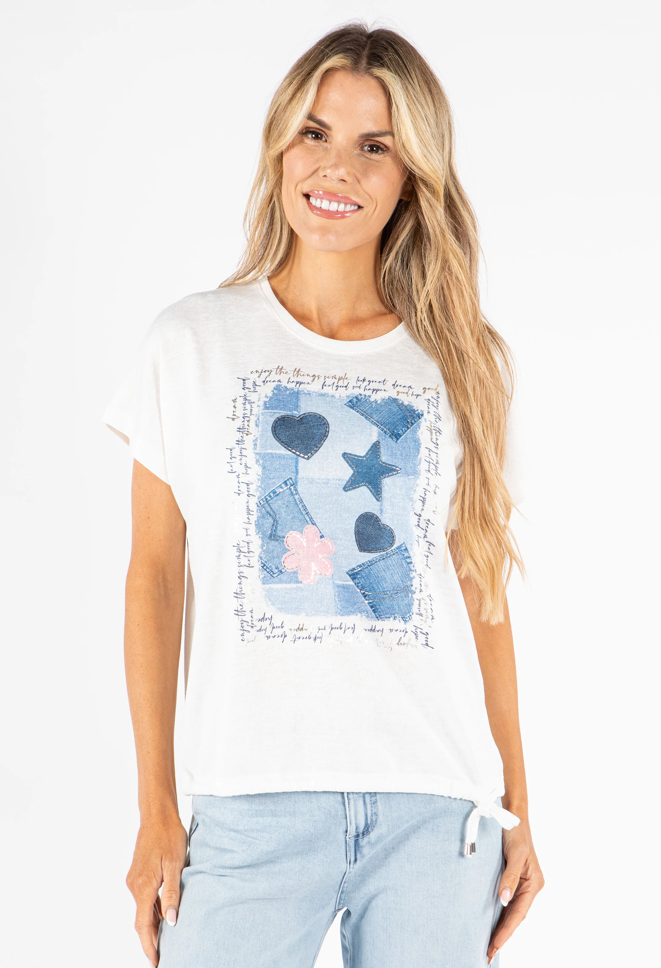Jean Graphic Tie Waist Top