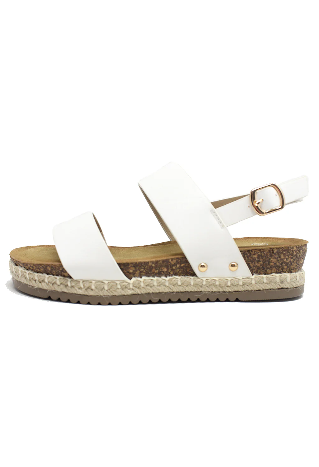 White Cork Look Wedge Sandal