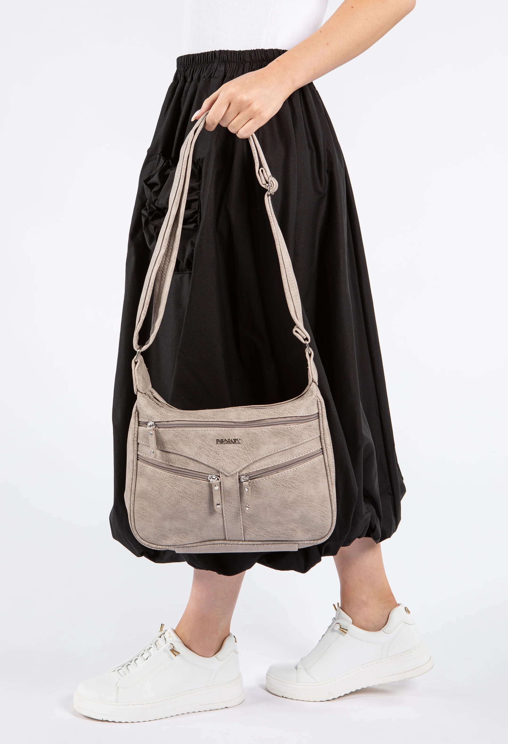 Faux Leather Multi Zip Cross Body Bag
