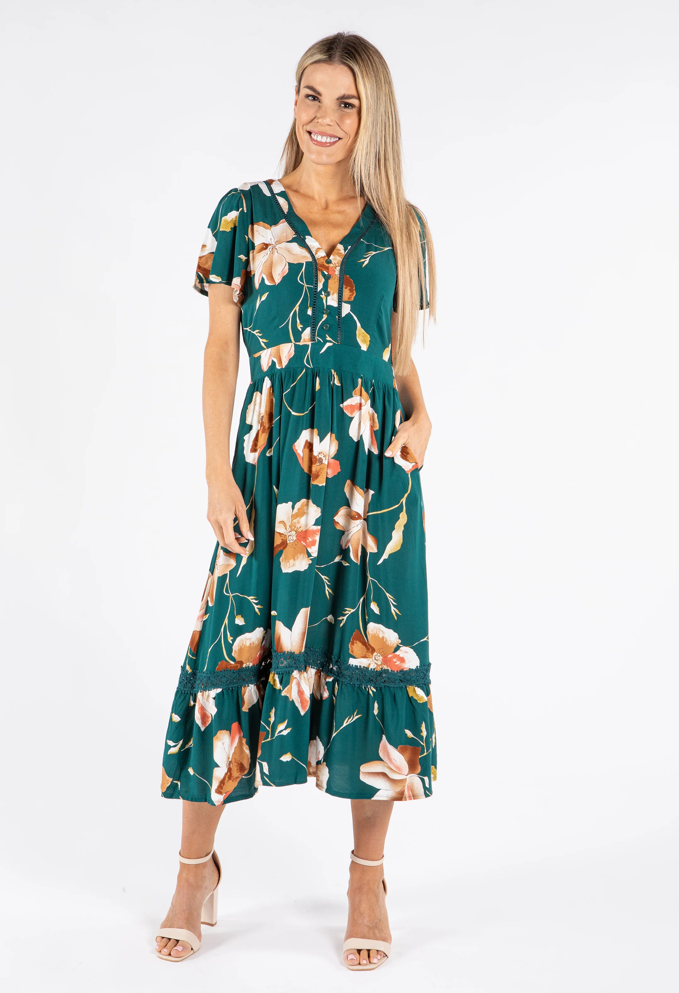 Floral Print V-Neck Dress