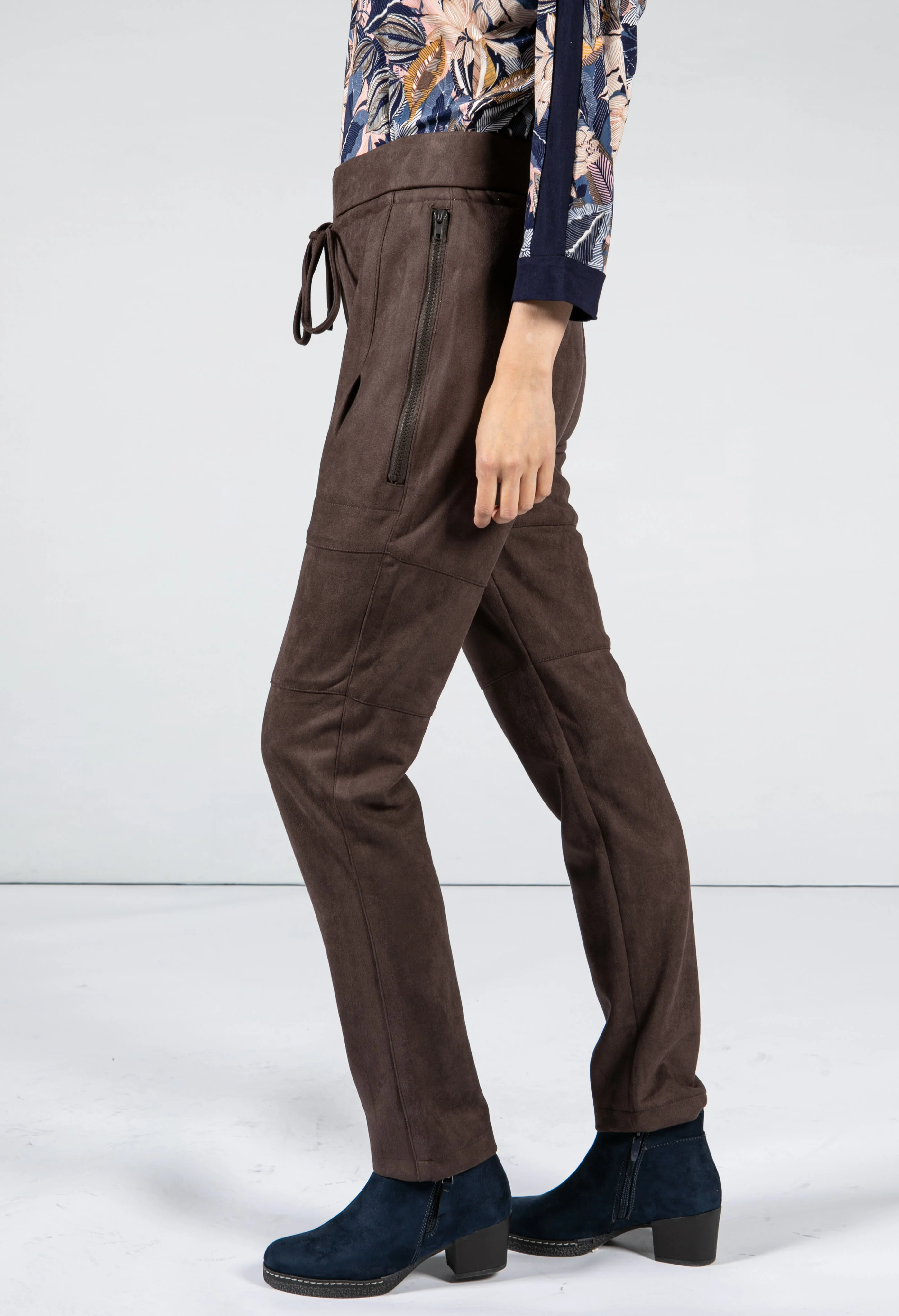Chocolate Suede Feel Trousers