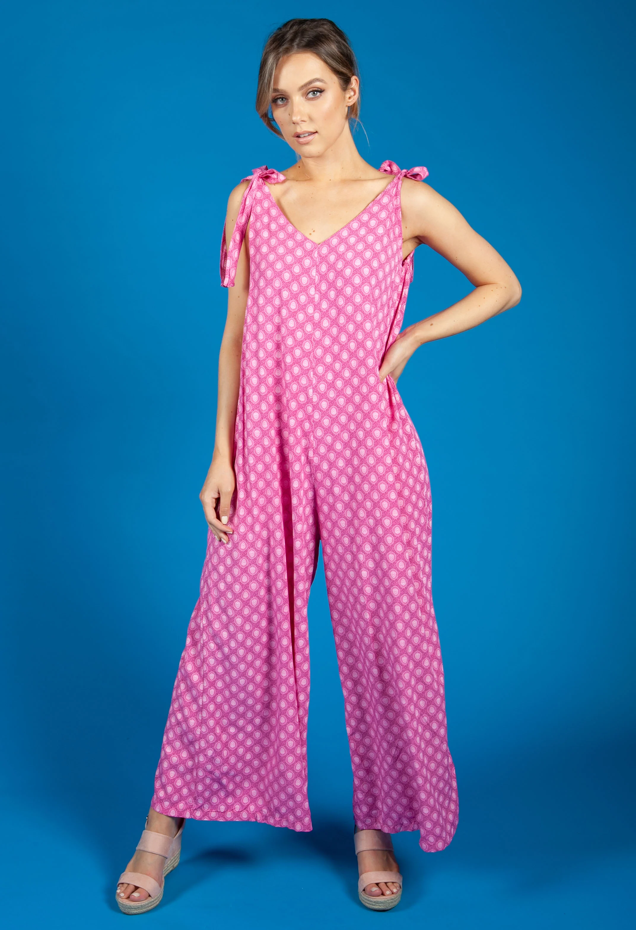 Pink Printed Jumpsuit