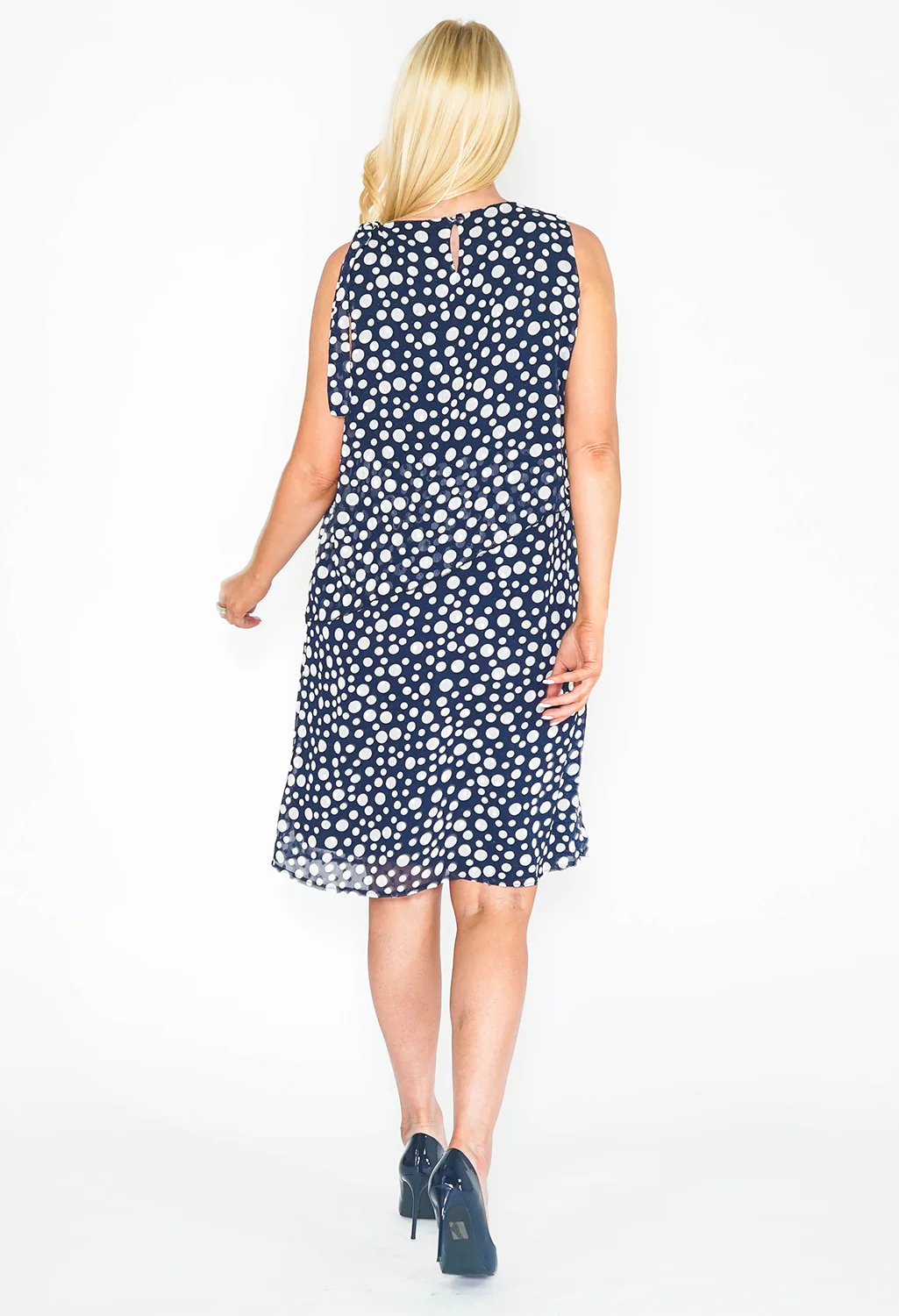 Layered Navy Polka Dot Dress