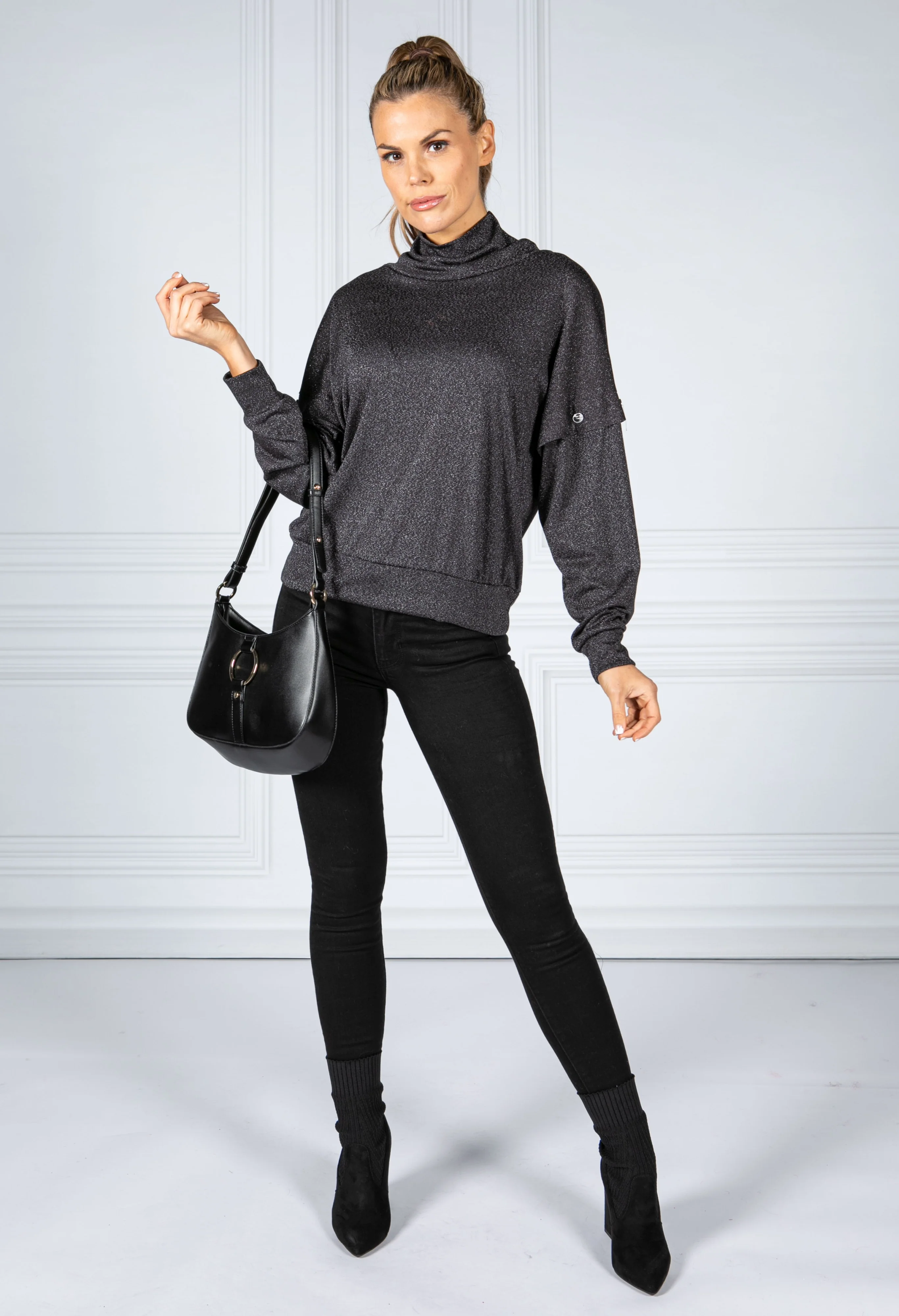 Charcoal Lurex Knit Jumper