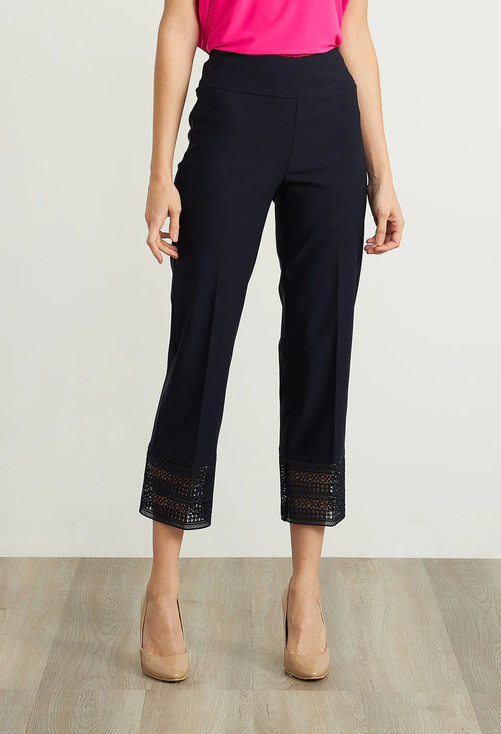 Midnight Blue Lace Trim Capris