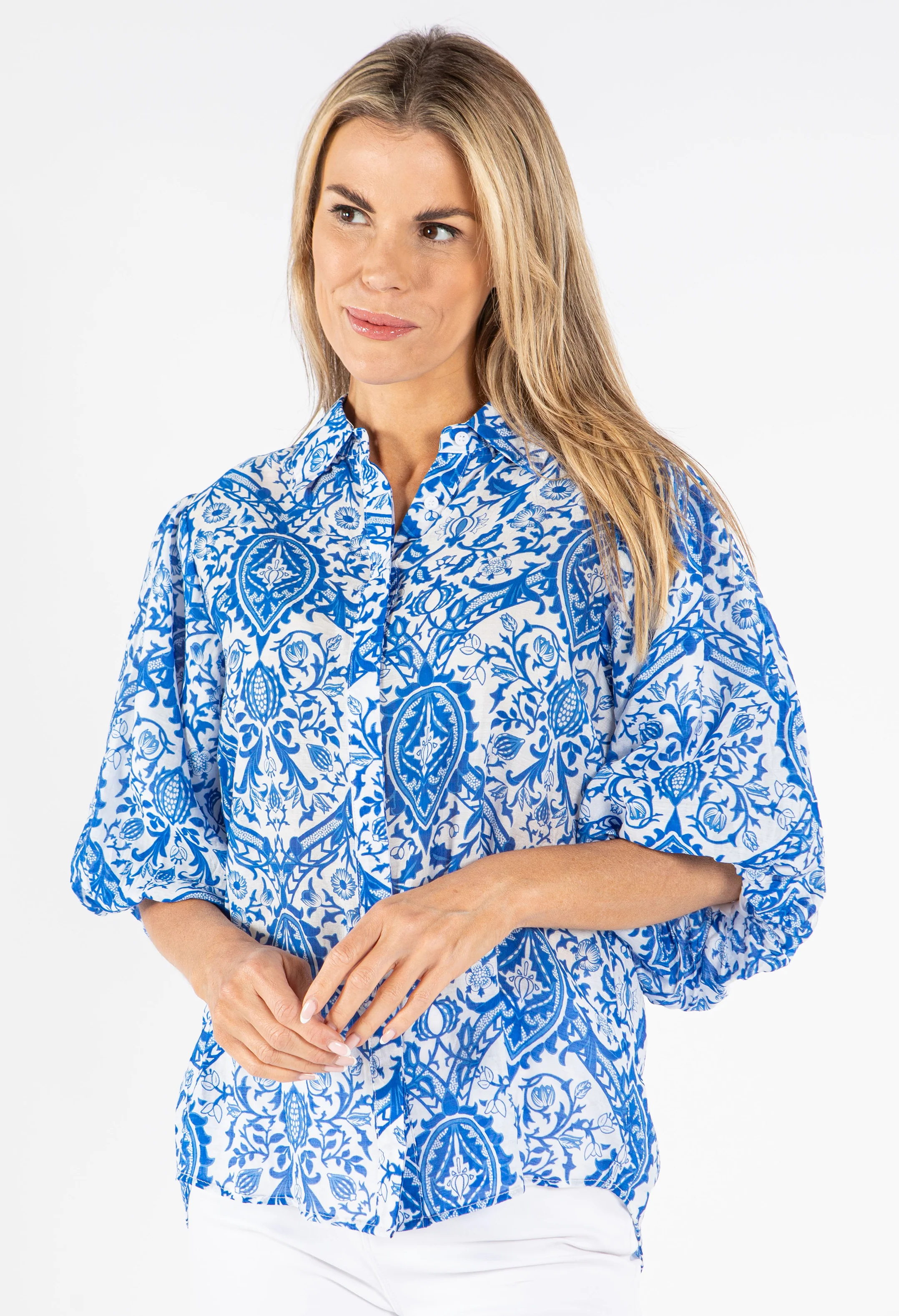 Floral Balloon Sleeve Blouse