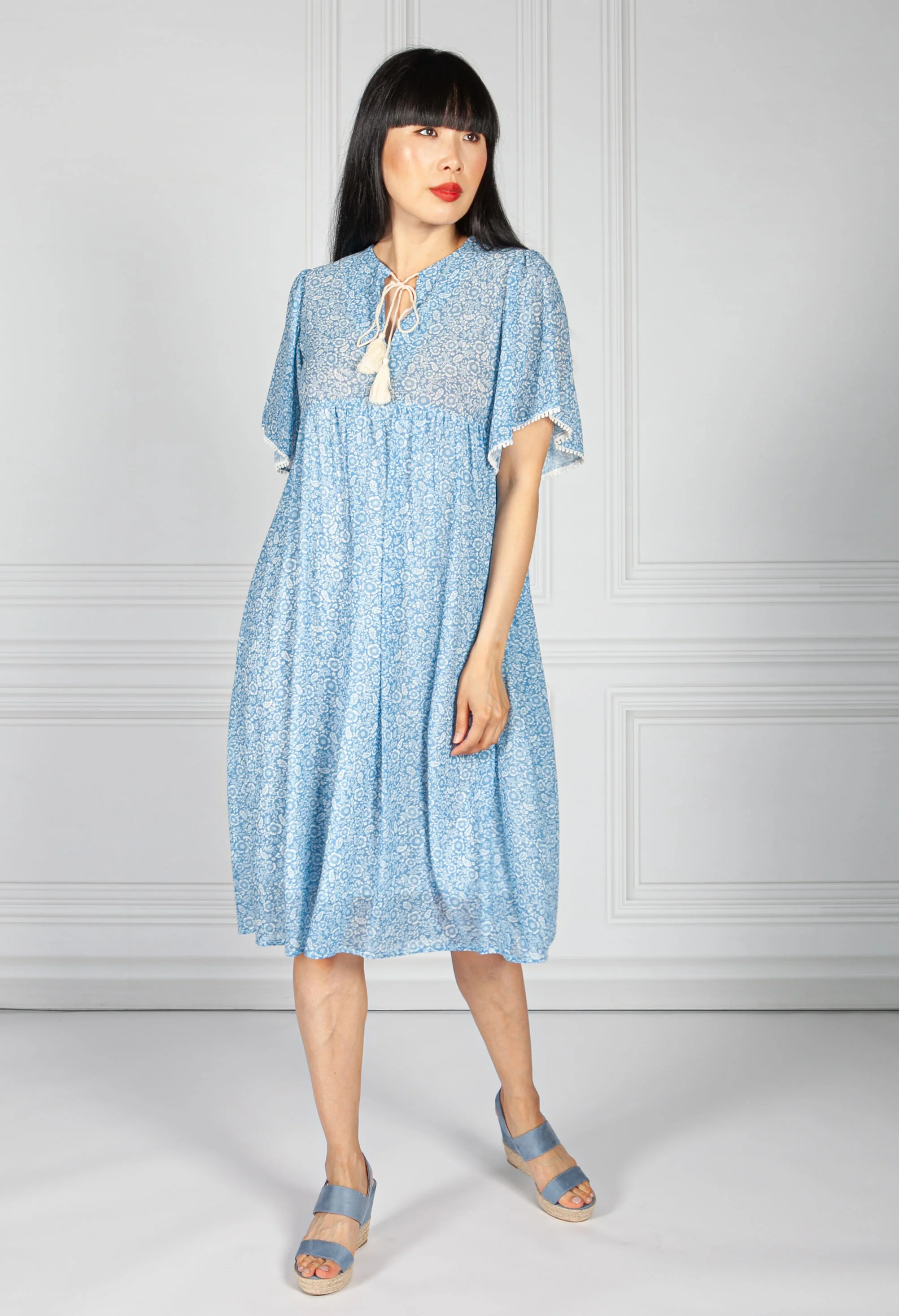 Blue Bloom Chiffon Dress
