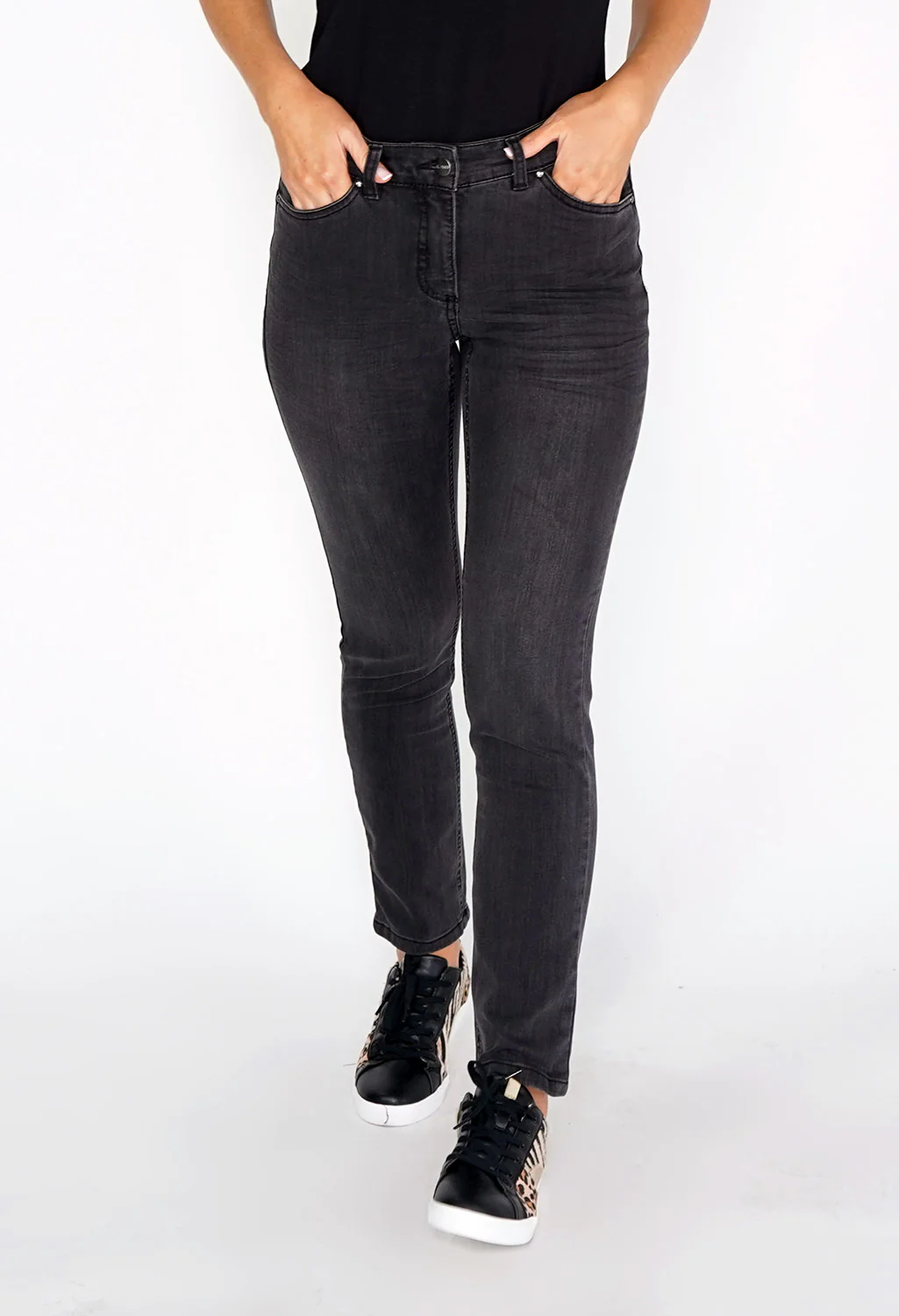 Twist Dark Grey Jeans with Copper Stitching