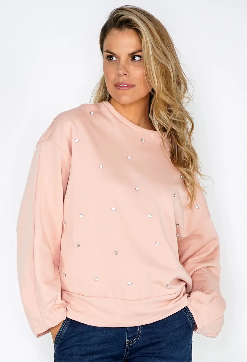 Peach Diamante Studded Jumper