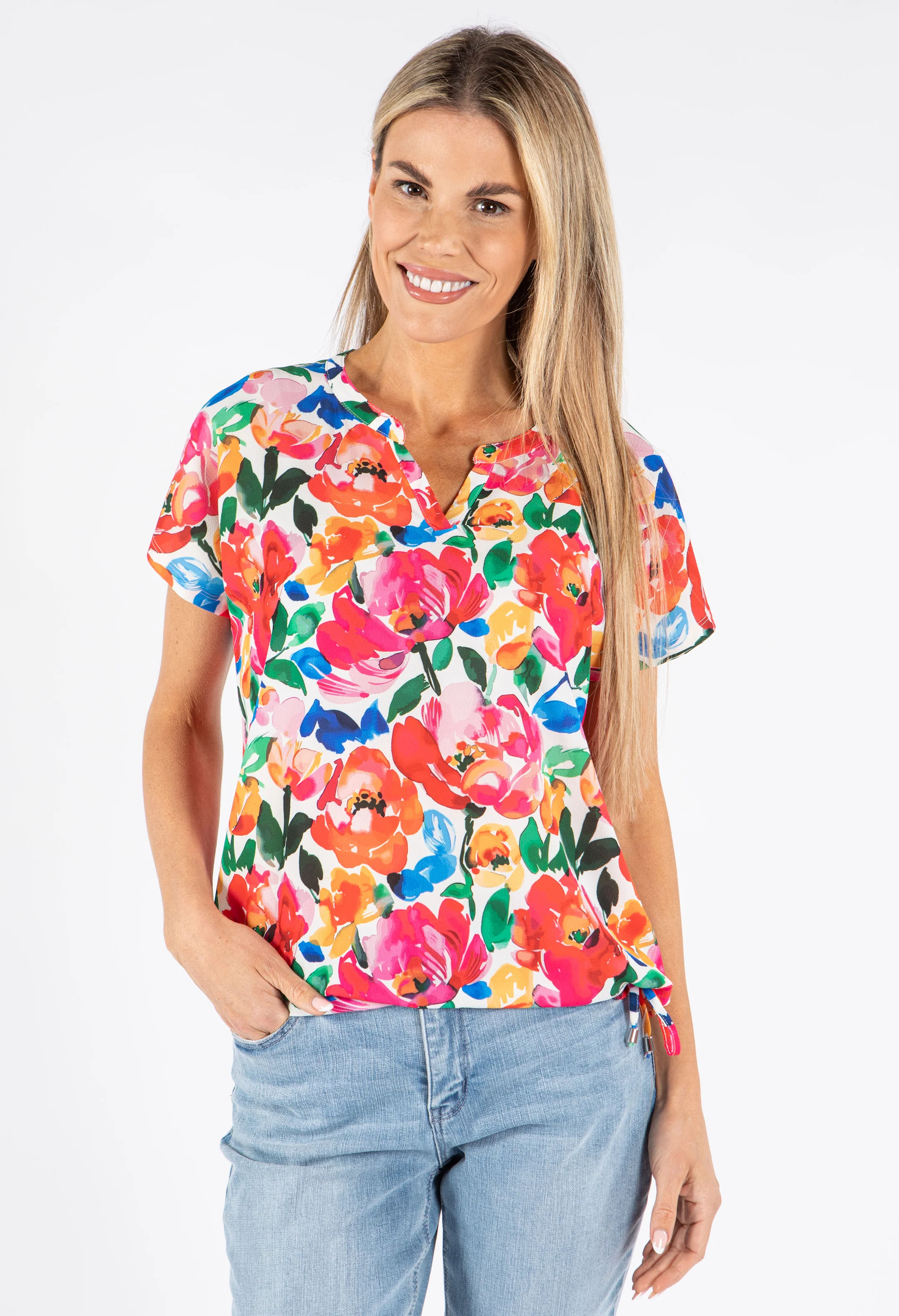 Floral Print V-Neck Top