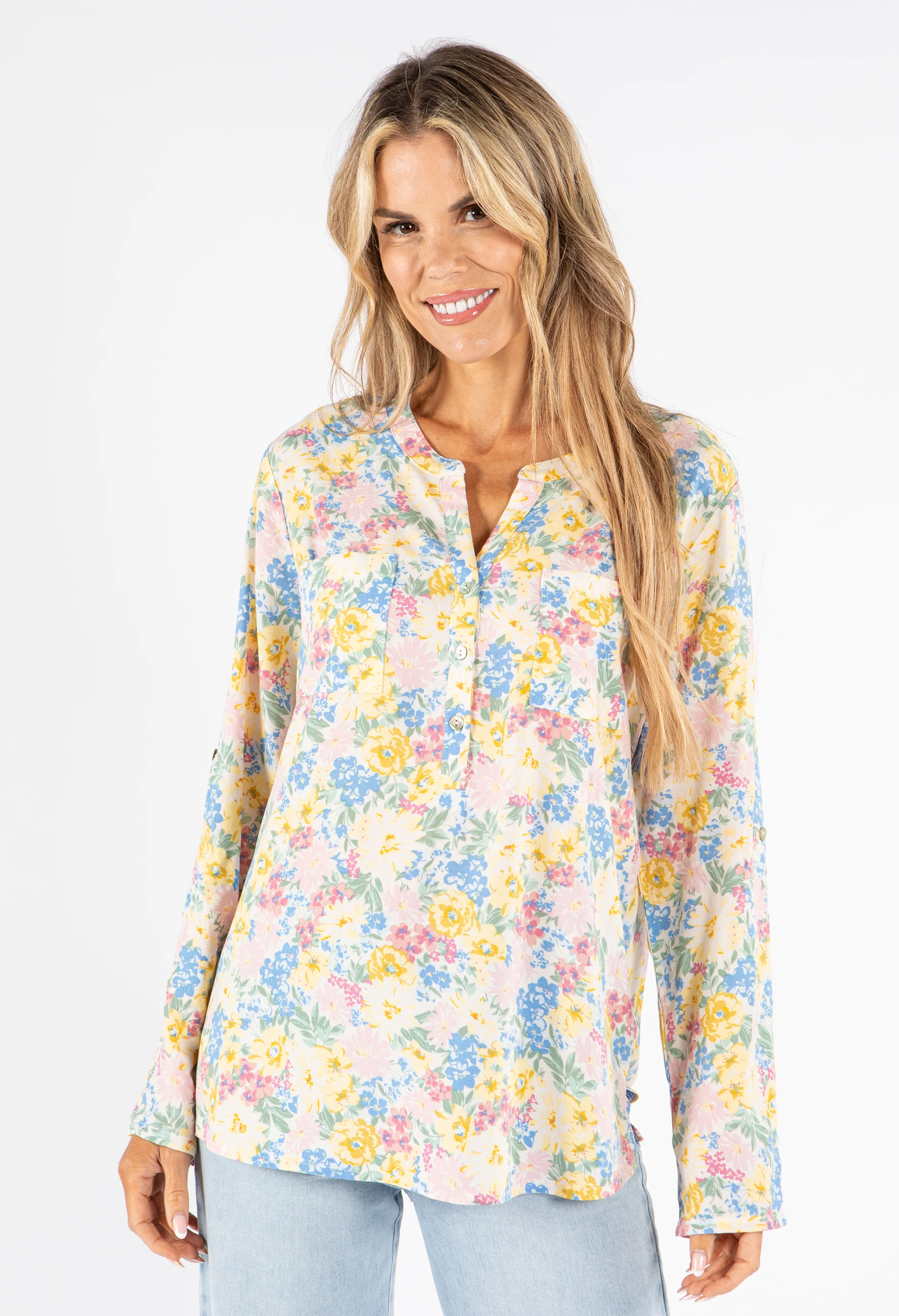 Floral Print Buttoned Blouse