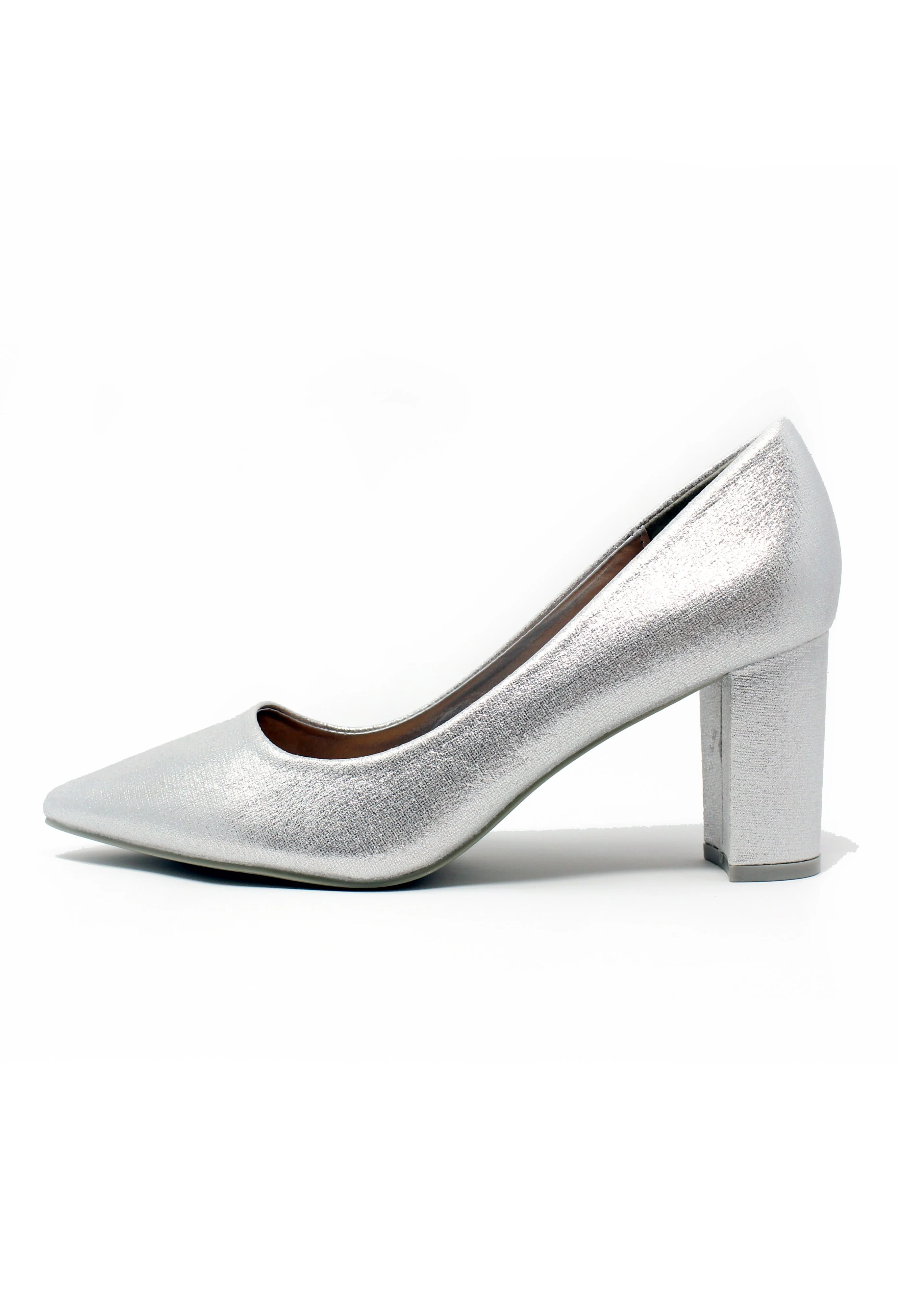 SILVER POINTED BLOCK HEEL