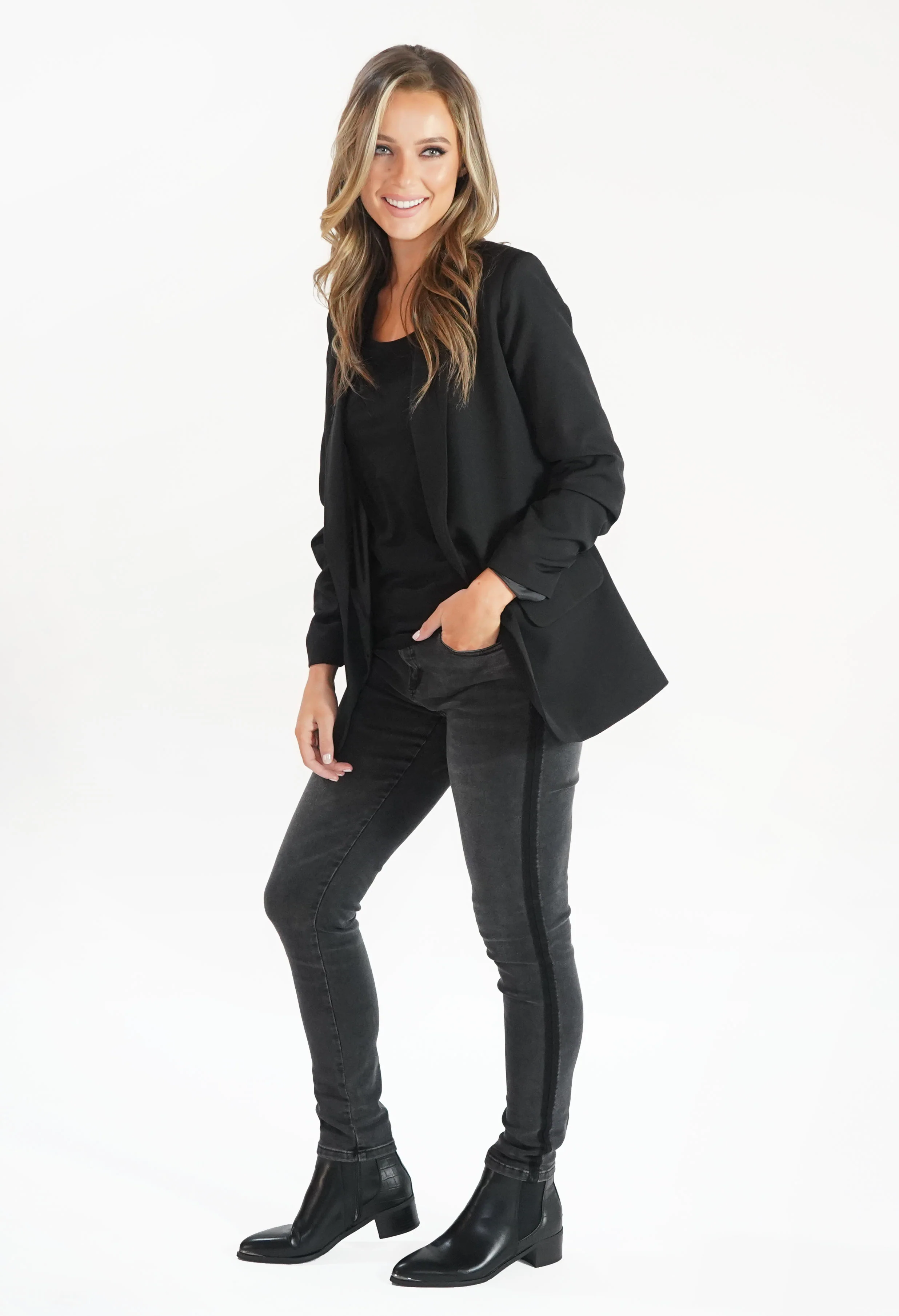 Black Open Blazer-1