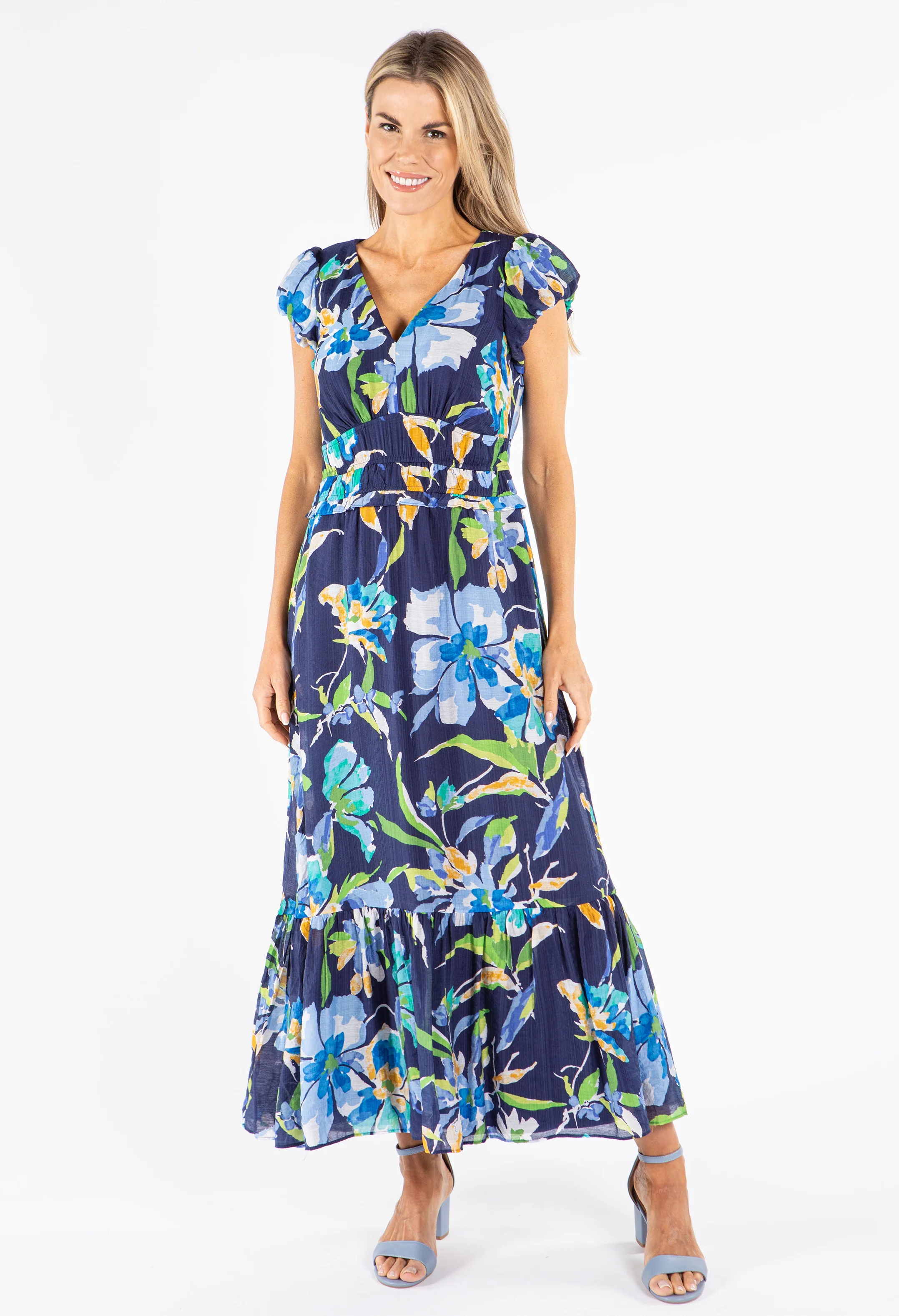 V-Neck Floral Print Dress