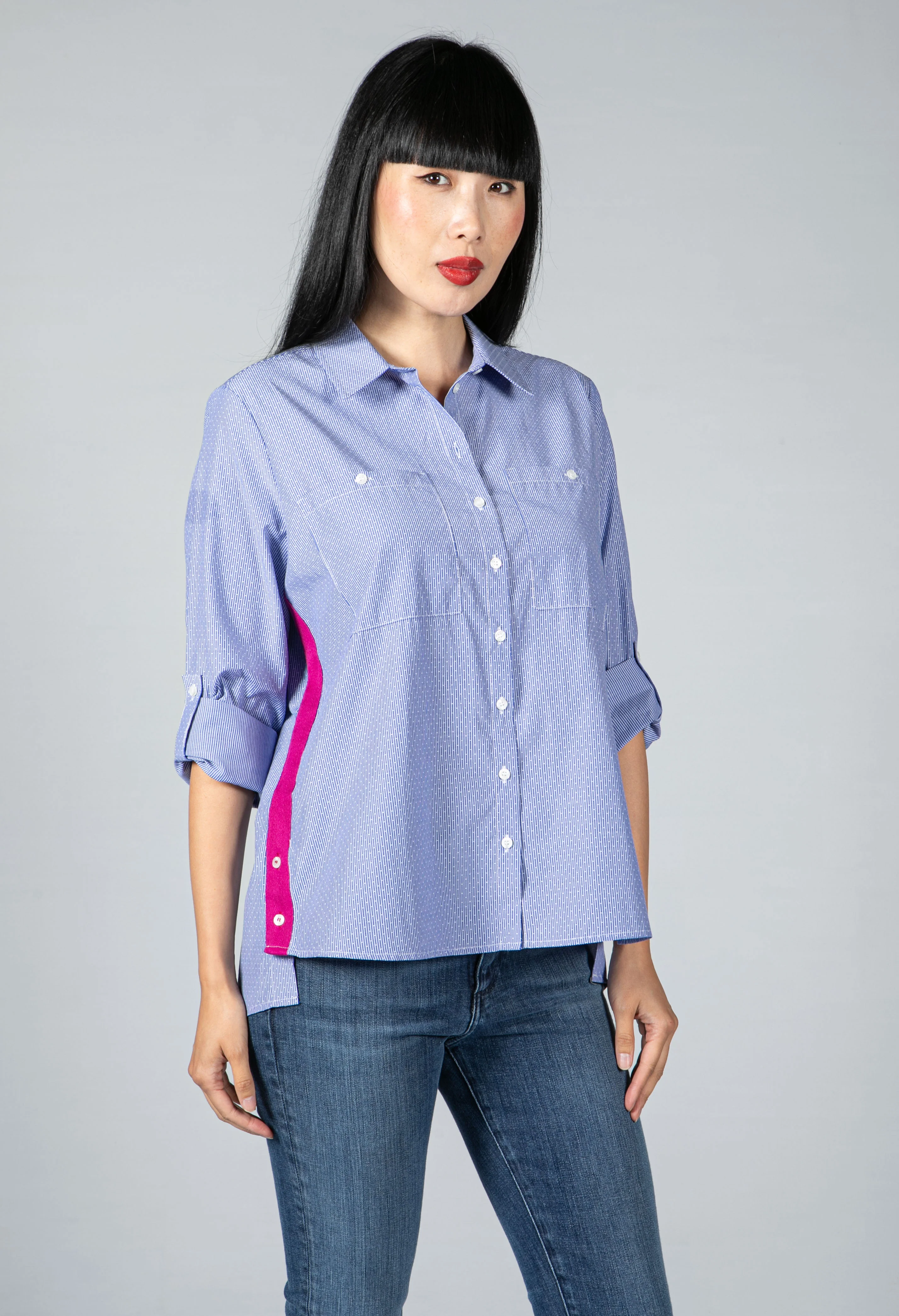 Fuchsia Side Stripe Shirt
