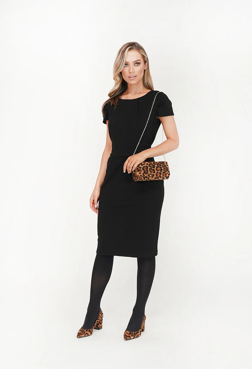 Black Side Pocket Detail Pencil Dress