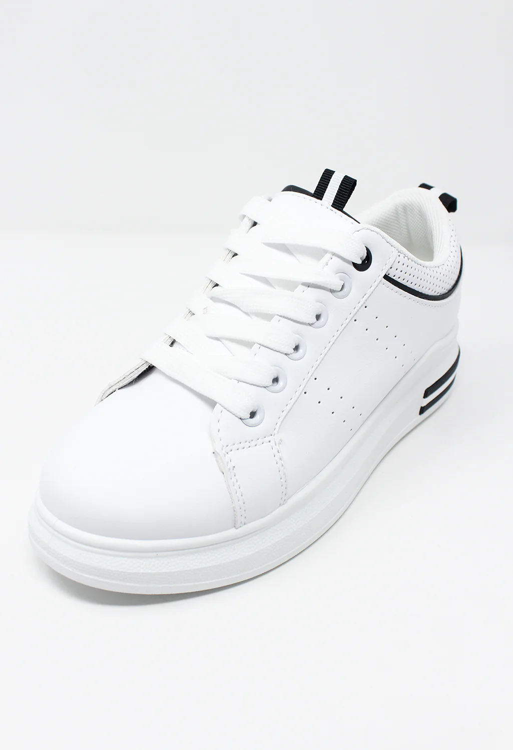 White Trainer with Black Piping