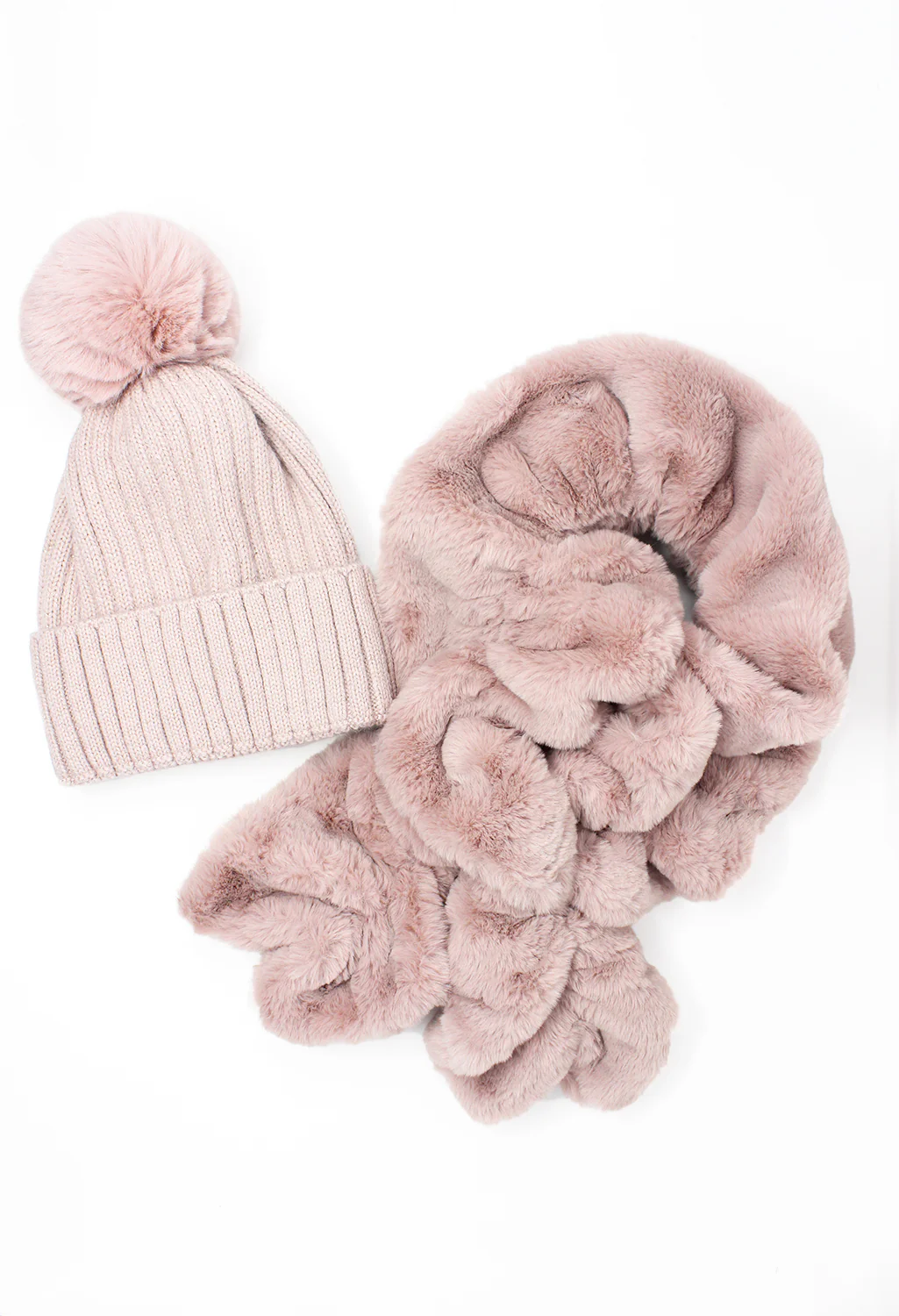 Pom Pom Hat and Faux Fur Snood Gift Set