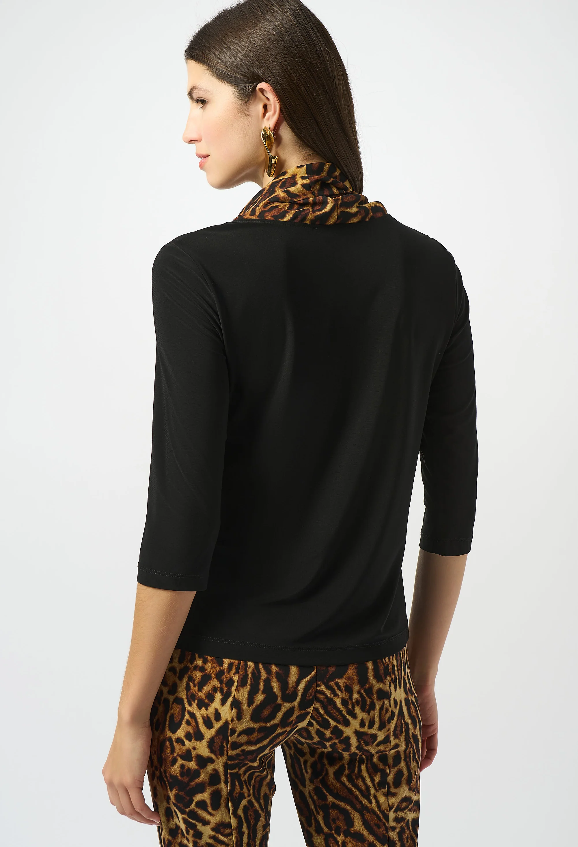 Leopard Cowl Neck Blouse