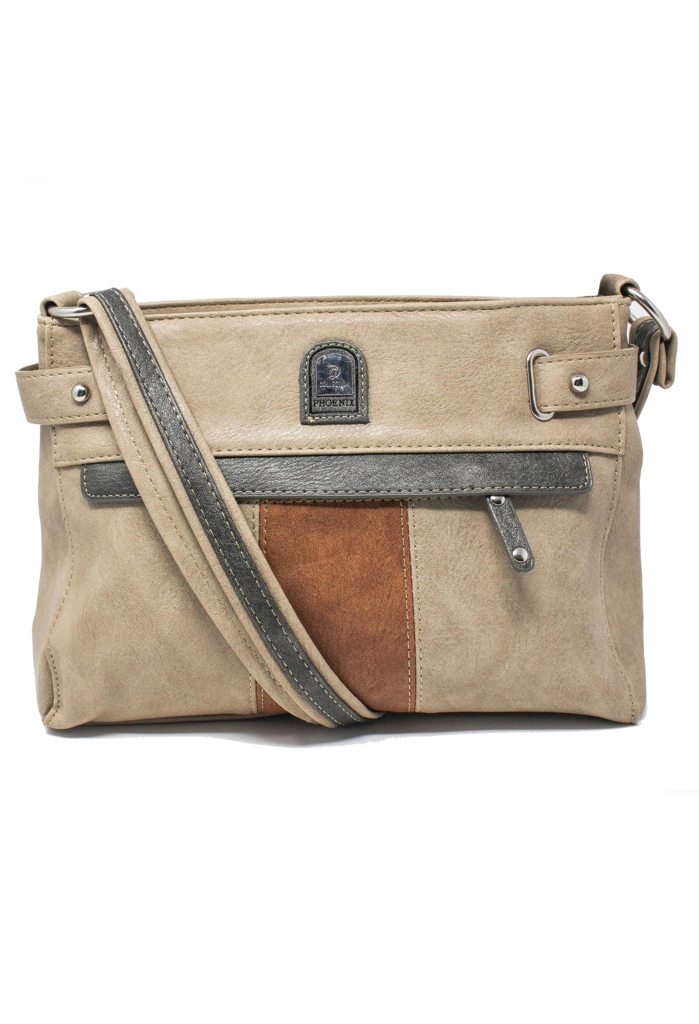 HANDBAG IN BEIGE WITH MULTICOLOURED FRONT