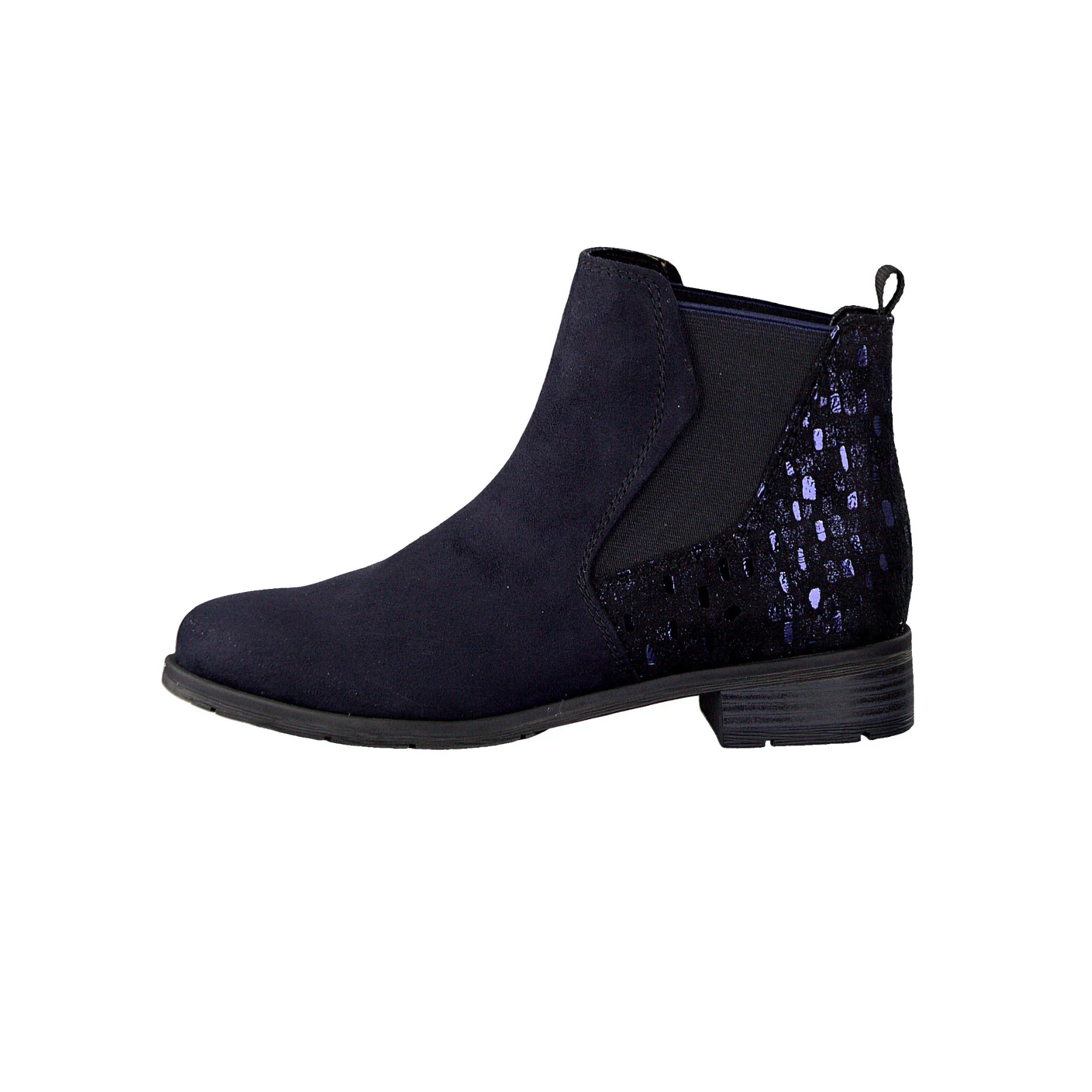 Navy Suede Effect Chelsea Style Flat Boot