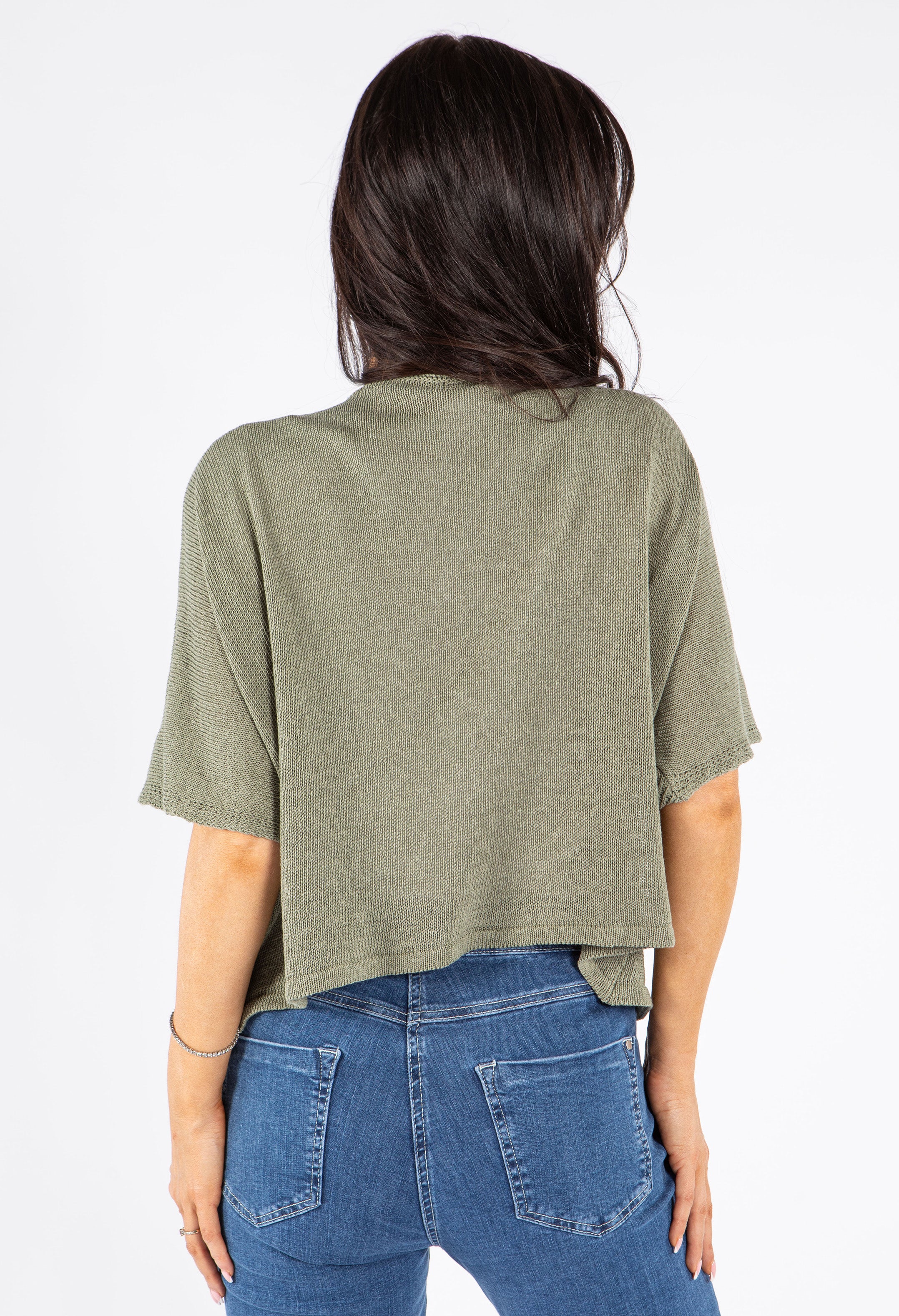 V-Neck Cropped Knit Cardigan