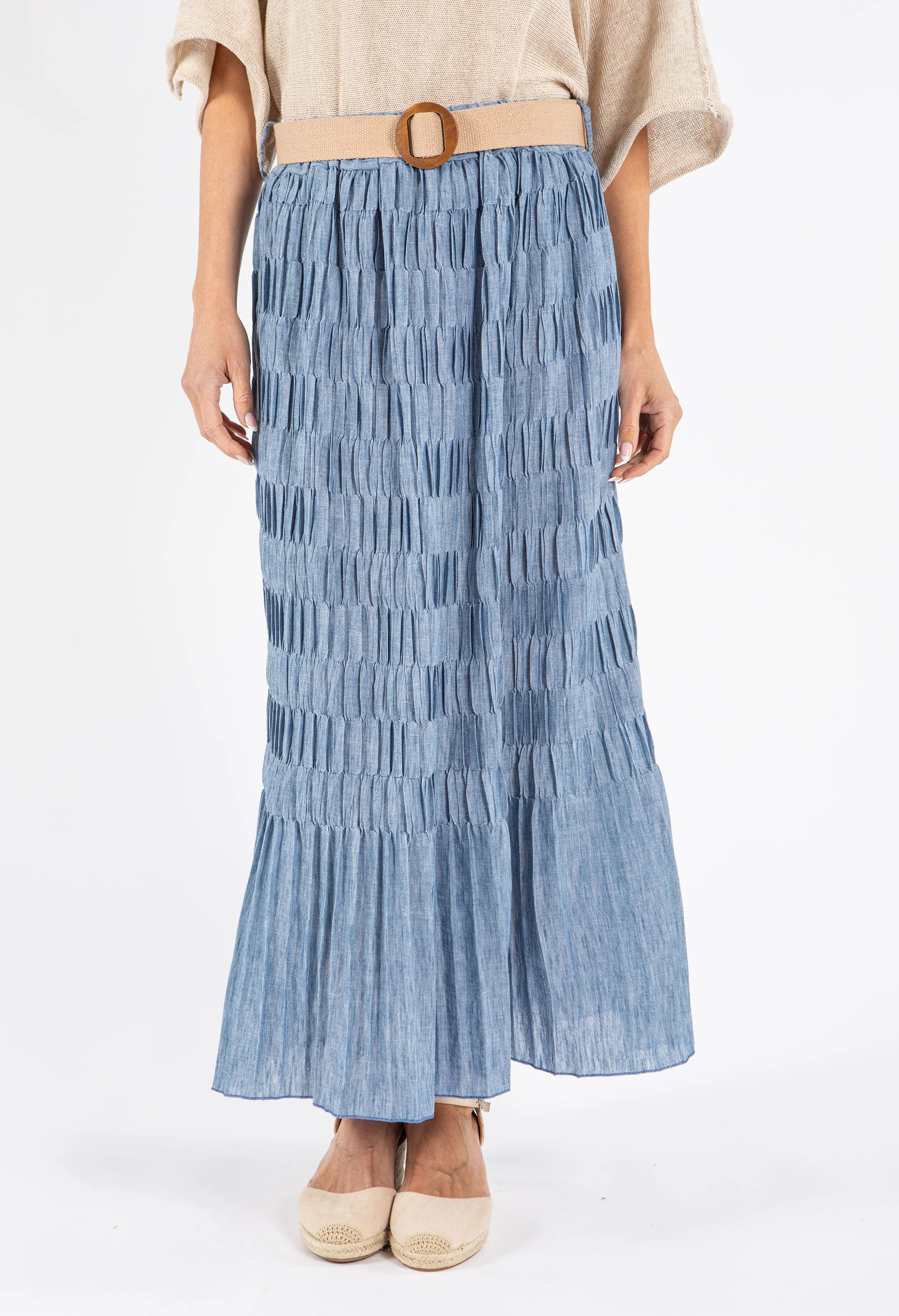 Crinkle Belted Skirt