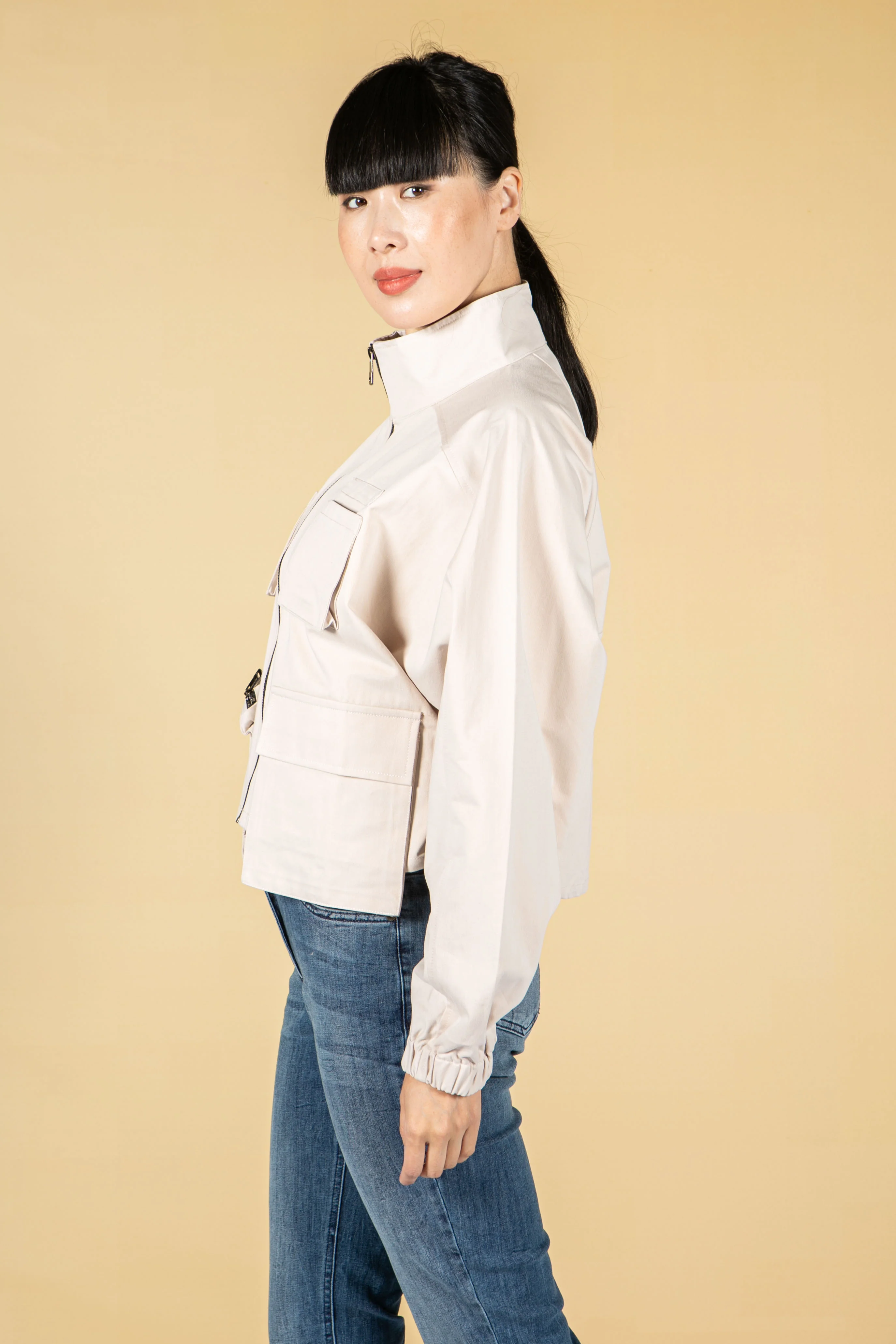 Utility zipped jacket in stone