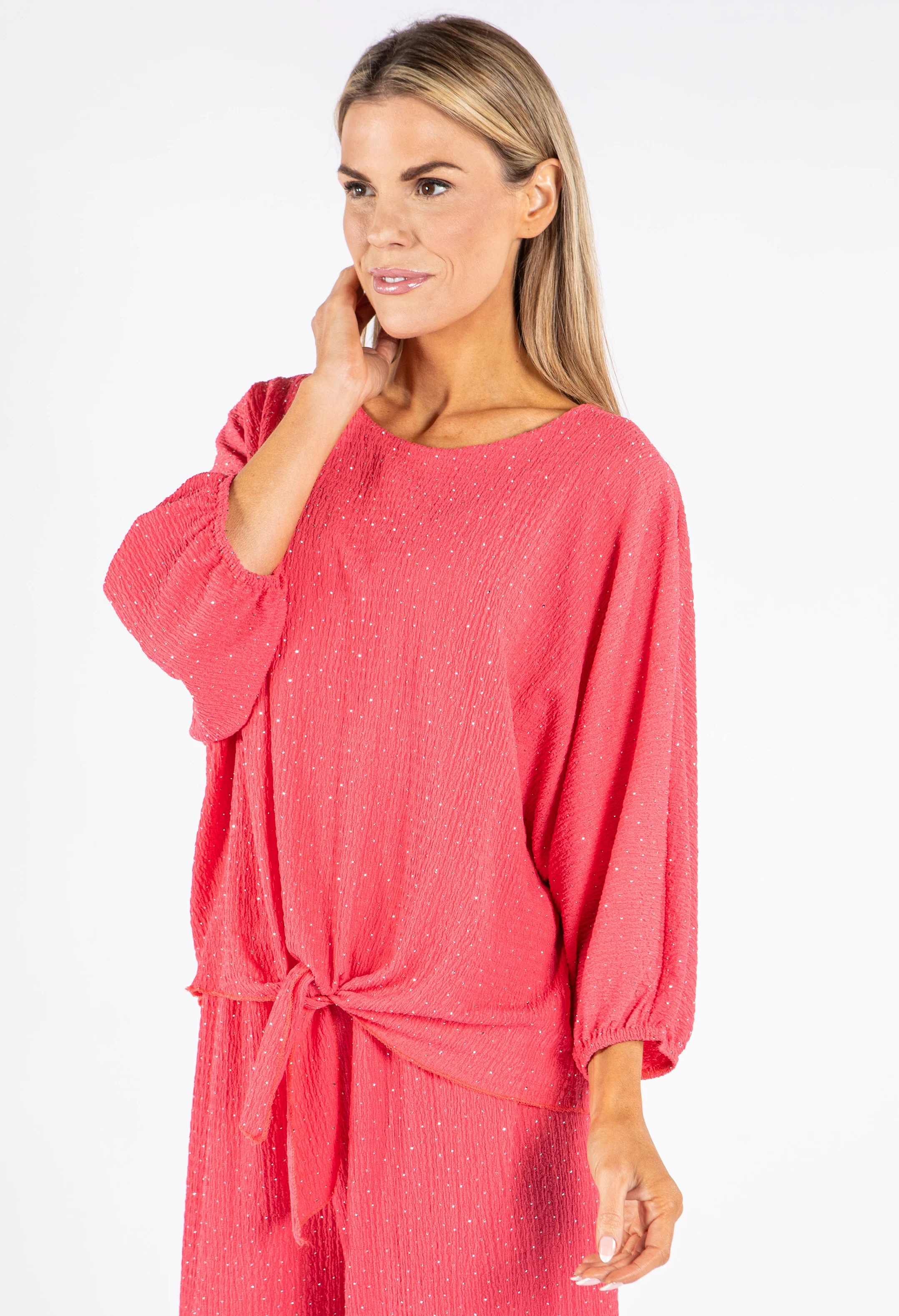 Diamanté Detail Tie Front Top