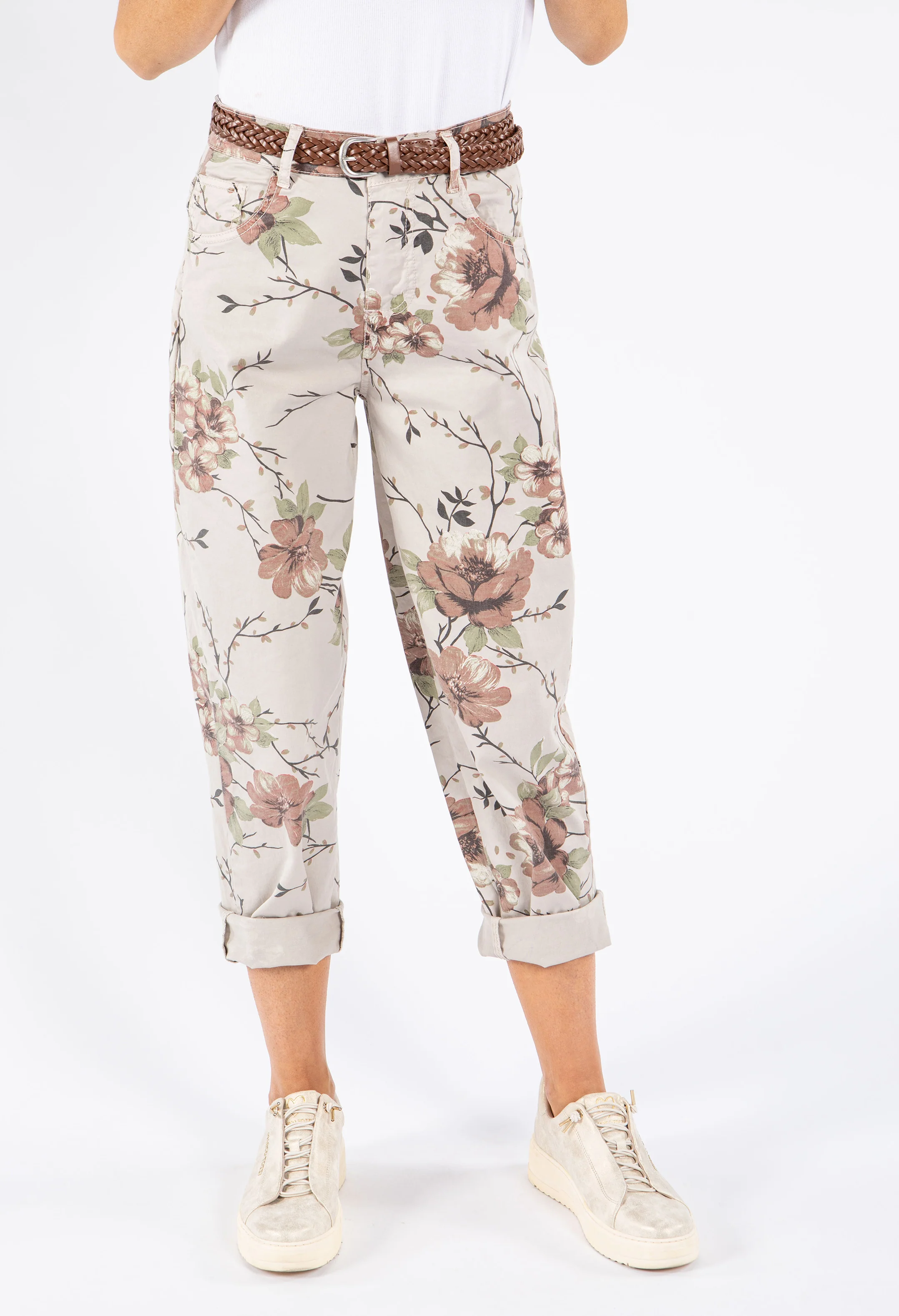 Floral Print Cuffed Trousers