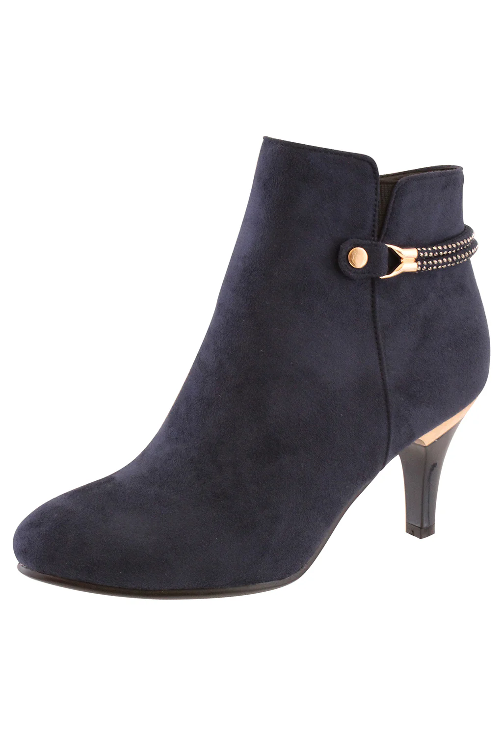 Navy Microfibre Plain Front Elegant Boot