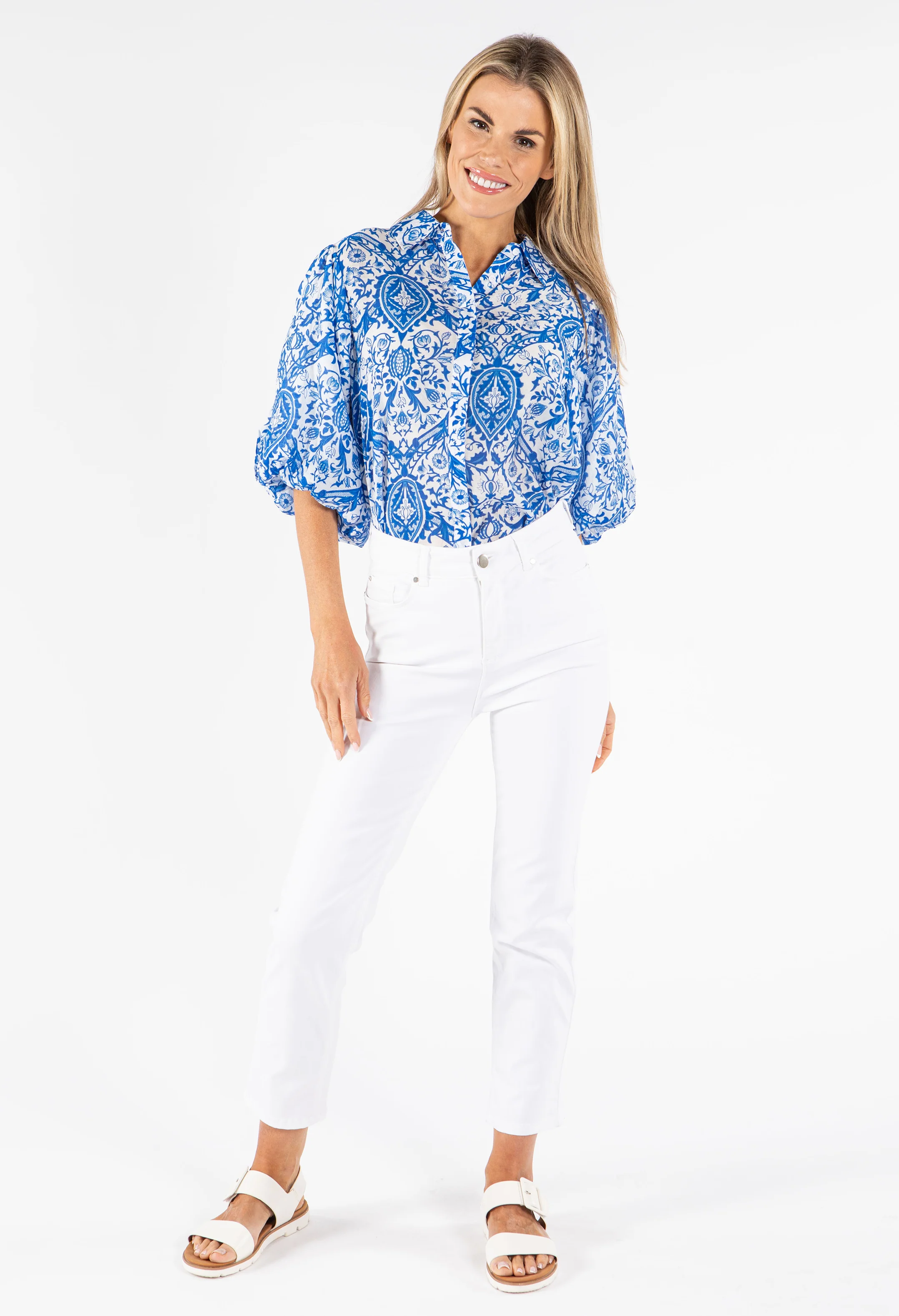 Floral Balloon Sleeve Blouse