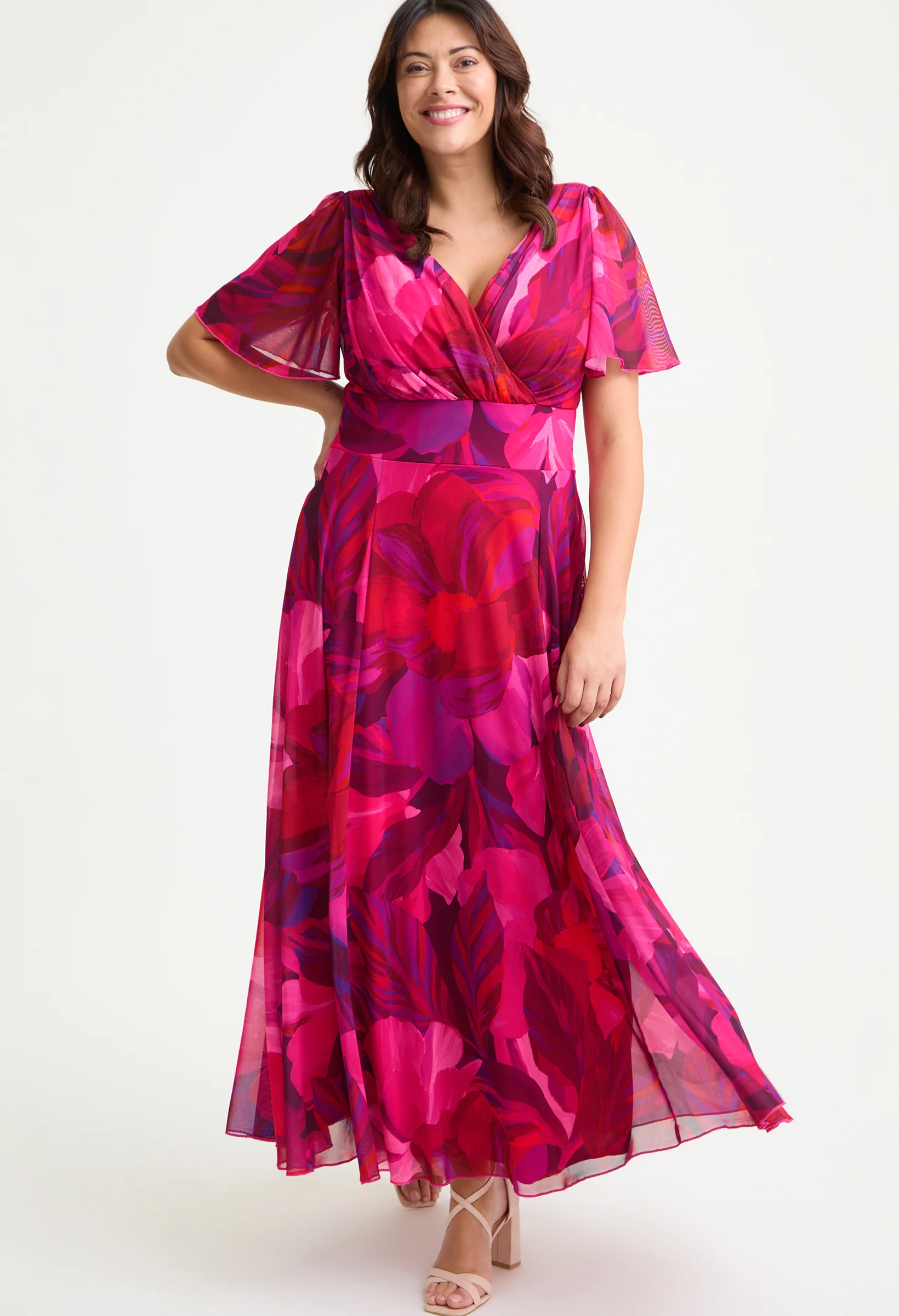 Isabelle Curve+ Angel Sleeve Maxi Dress
