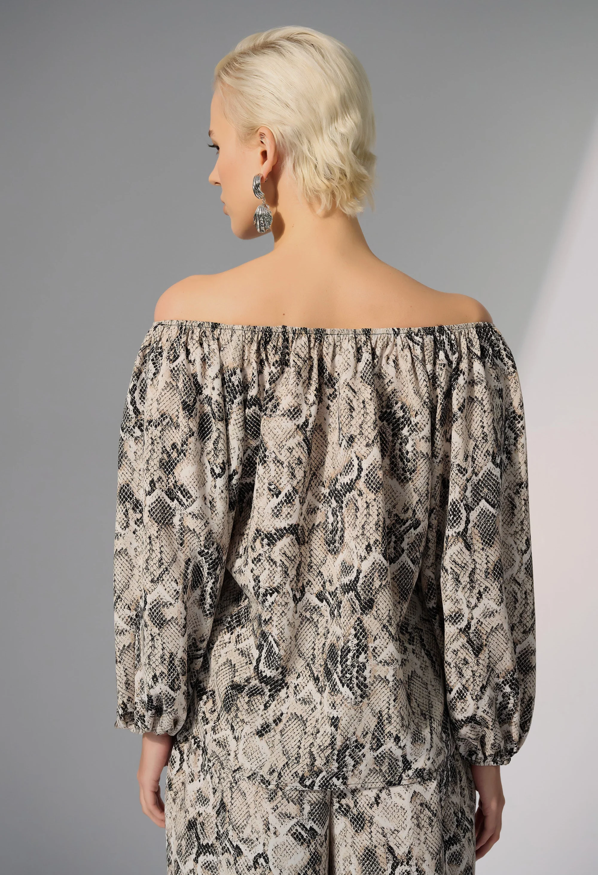 Snake Print Off-shoulder Blouse