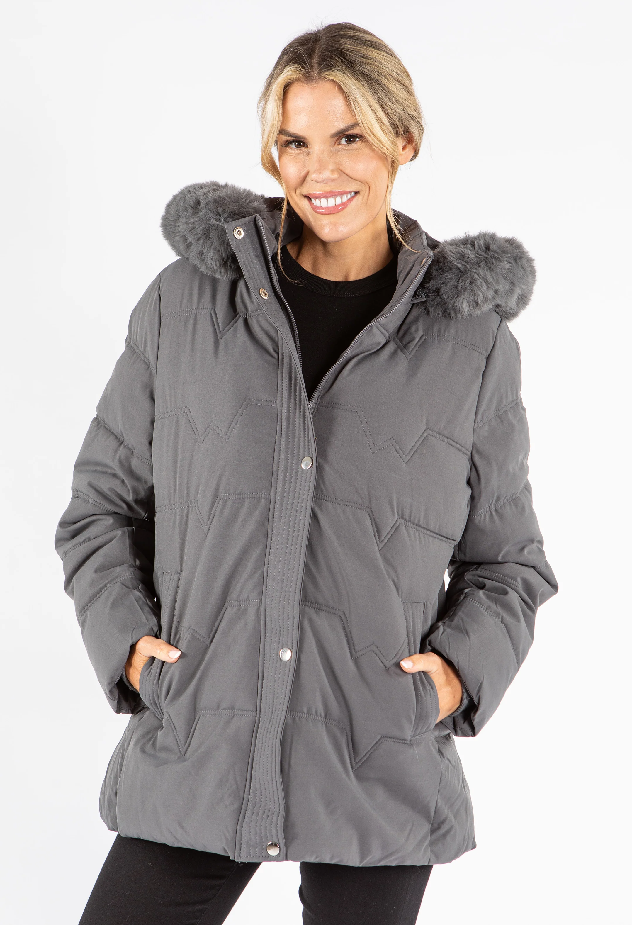 Fur Lined Hooded Coat