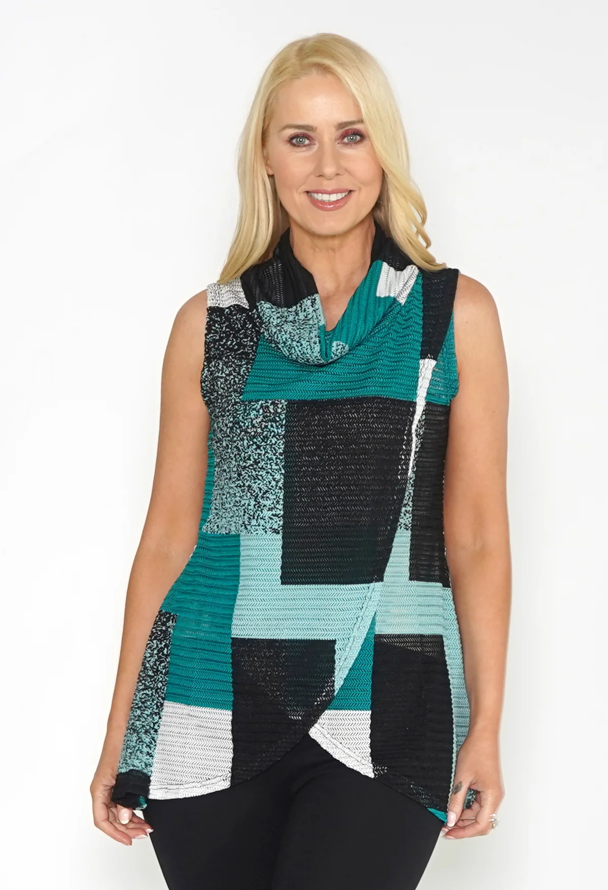 MULTI COLOUR ROUCHED NECK TOP