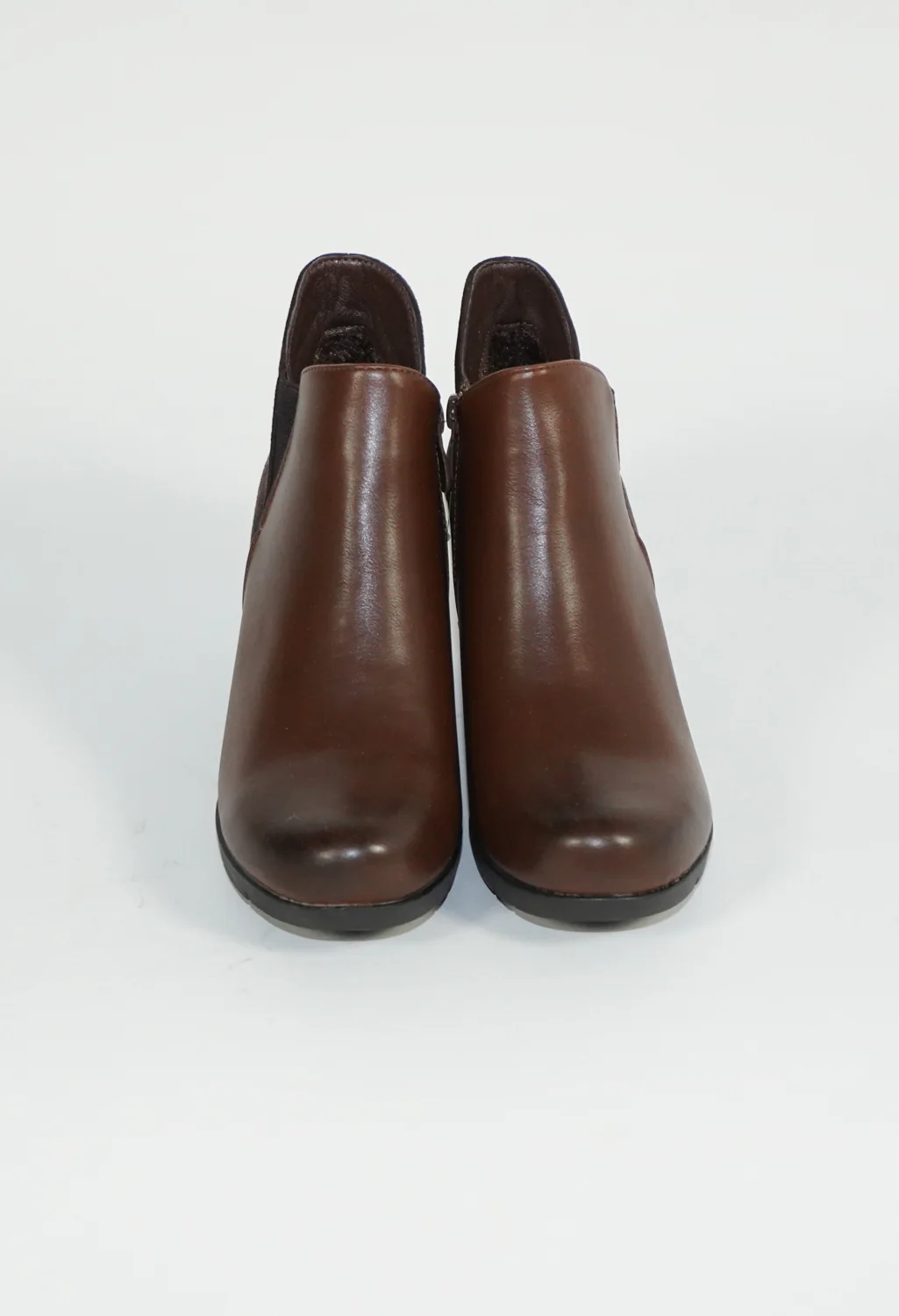 Brown Block Heel Cushion Plain Boot