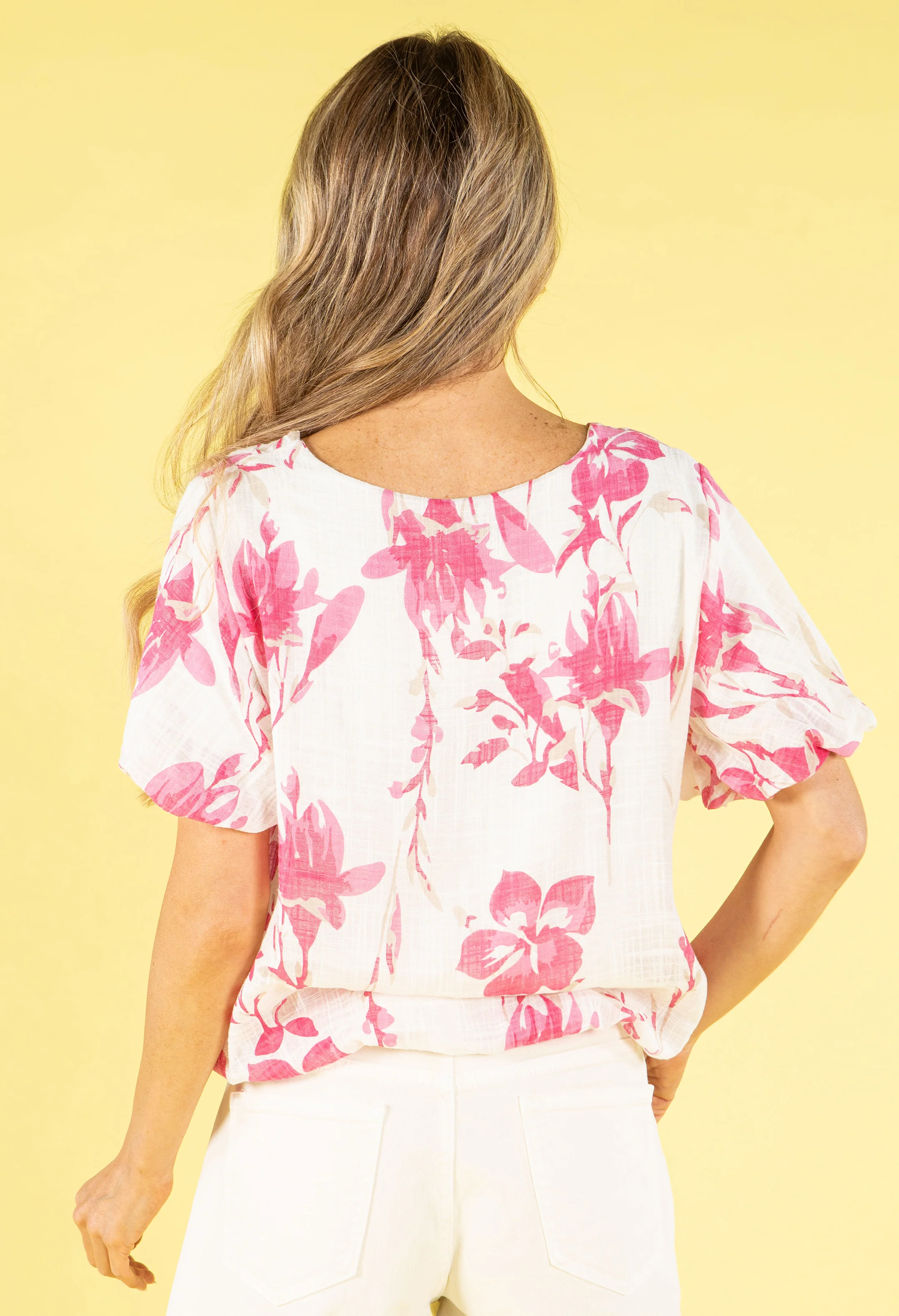 Floral Balloon Sleeve Top