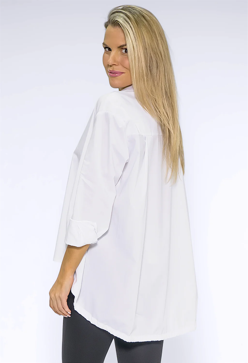 White Shirt with Elasticated Hemline