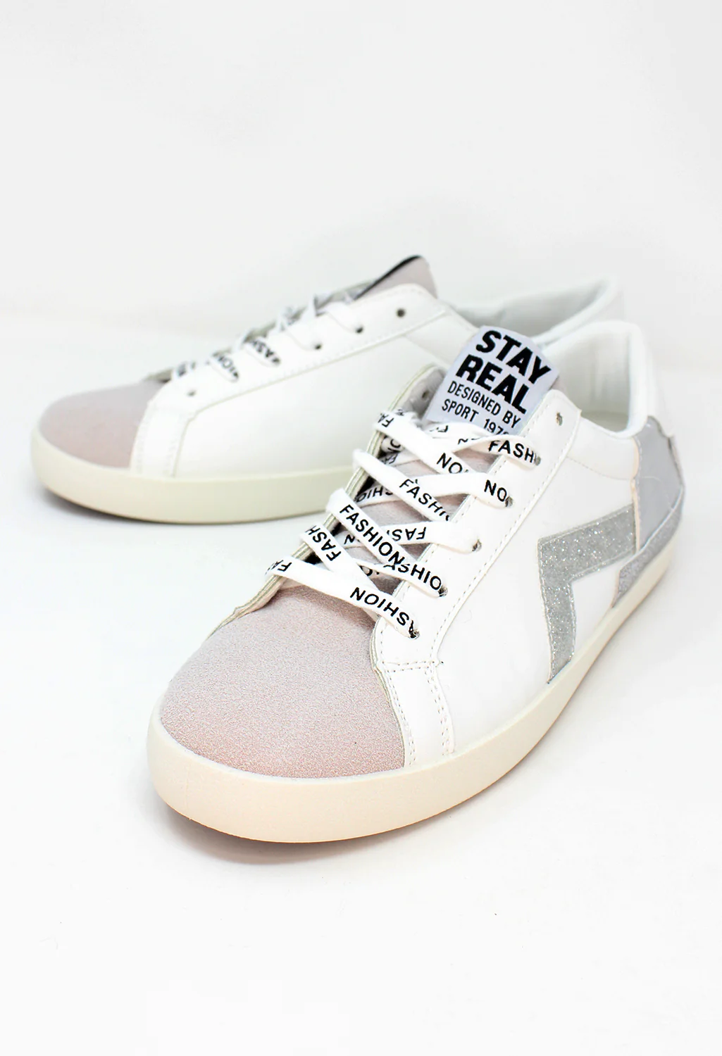 Silver Fashion Laced Trainers