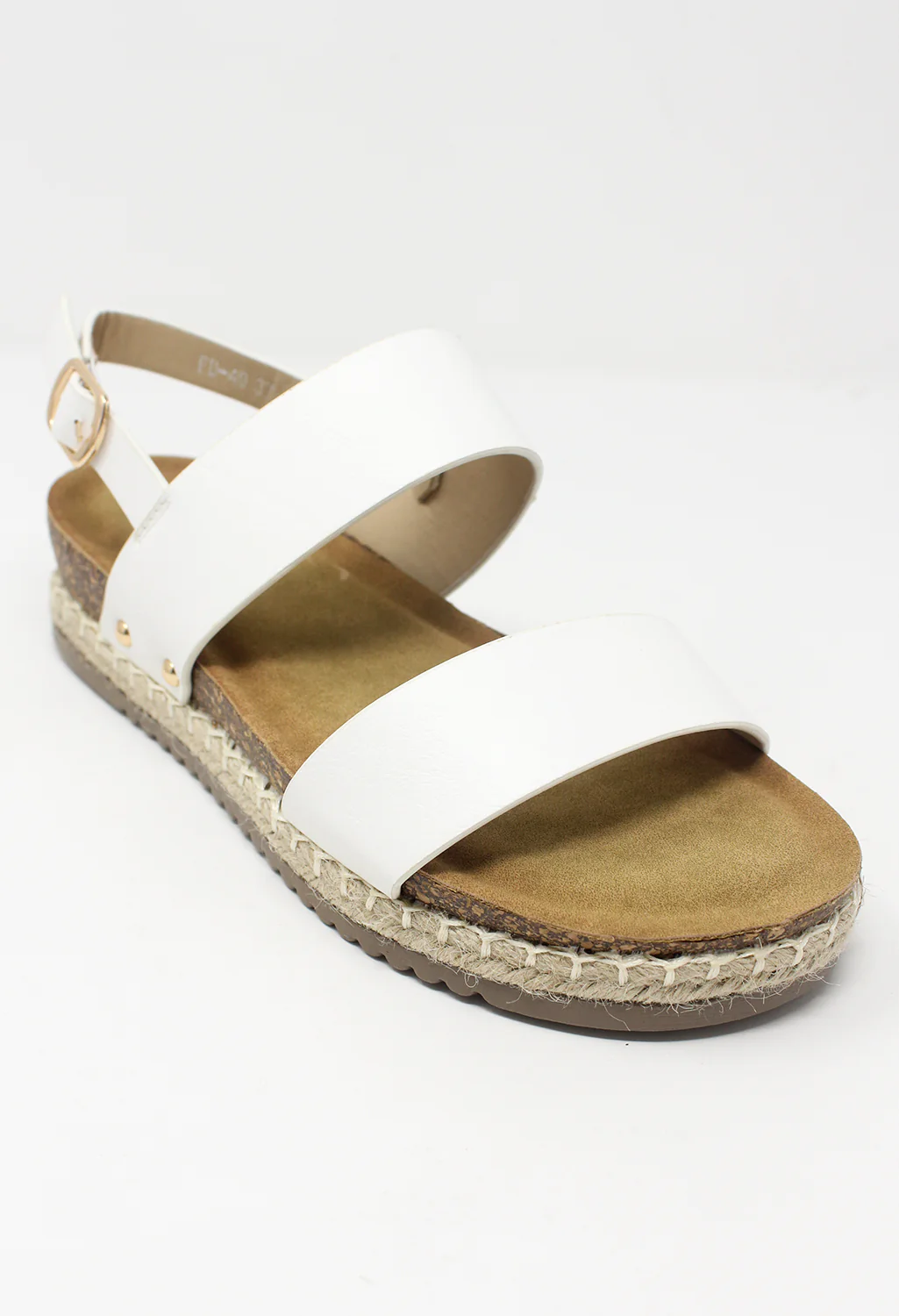 White Cork Look Wedge Sandal