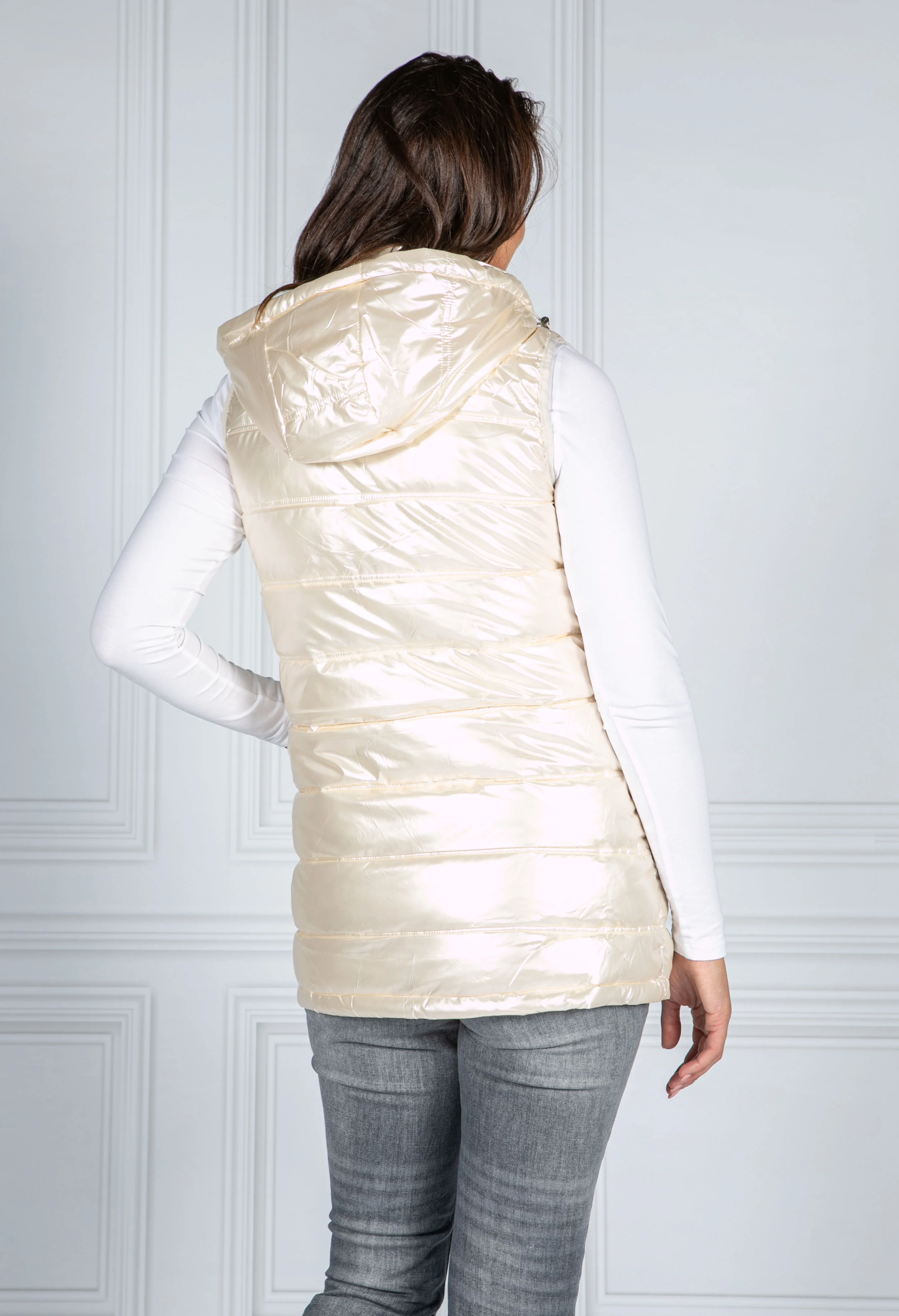 Pearlescent Padded Gilet  in Moonlight