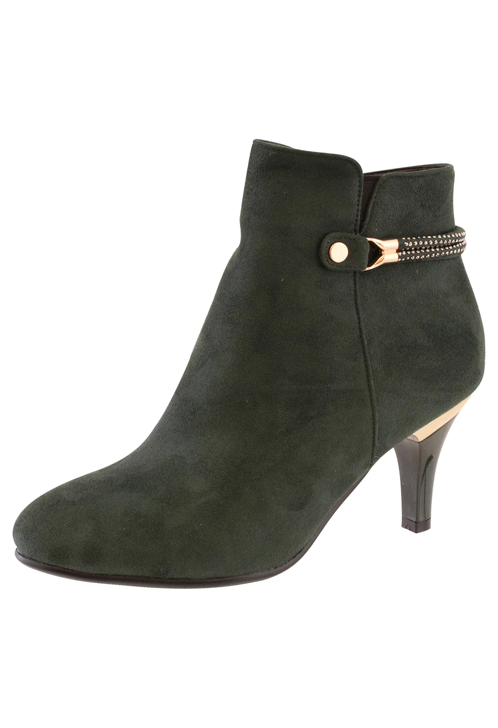 Forest Green Microfibre Plain Front Elegant Boot
