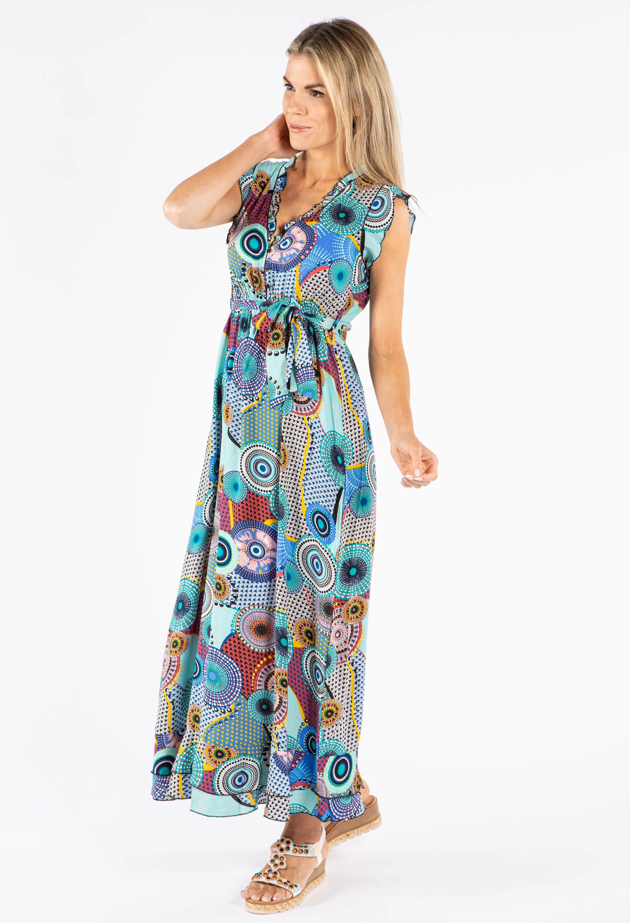 Mosaic Print Sleeveless Dress