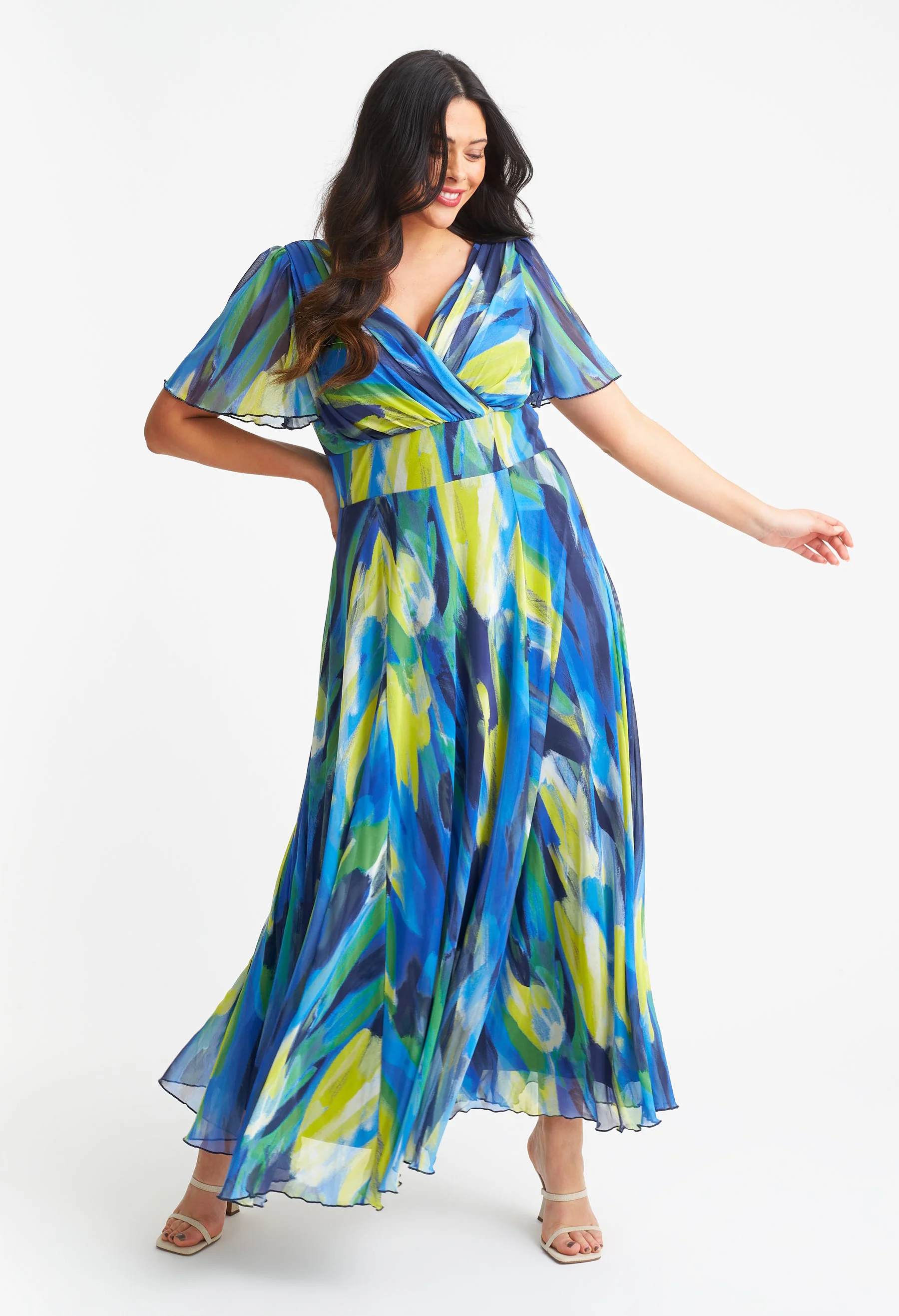 Isabelle Curve+ Angel Sleeve Maxi Dress