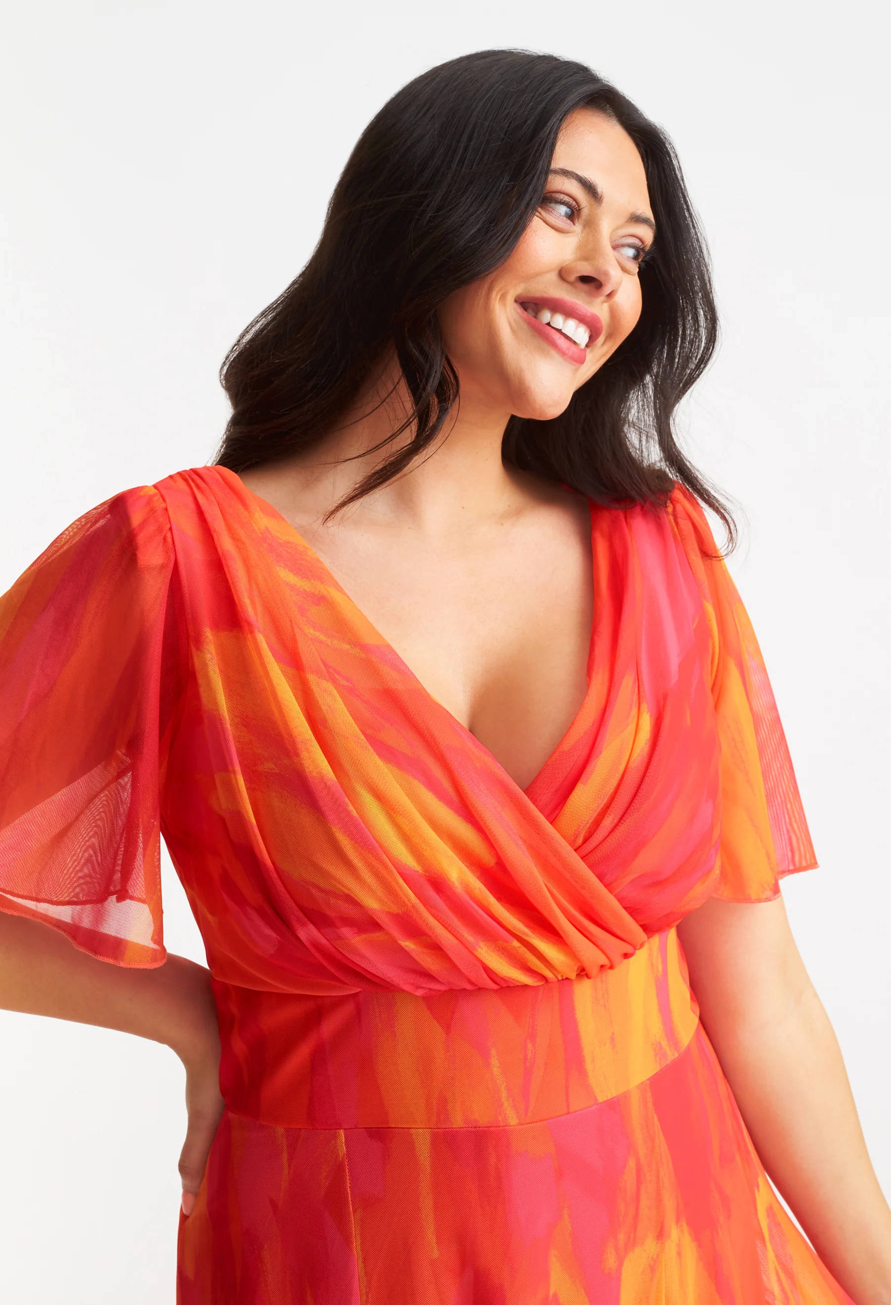 Isabelle Curve+ Angel Sleeve Maxi Dress