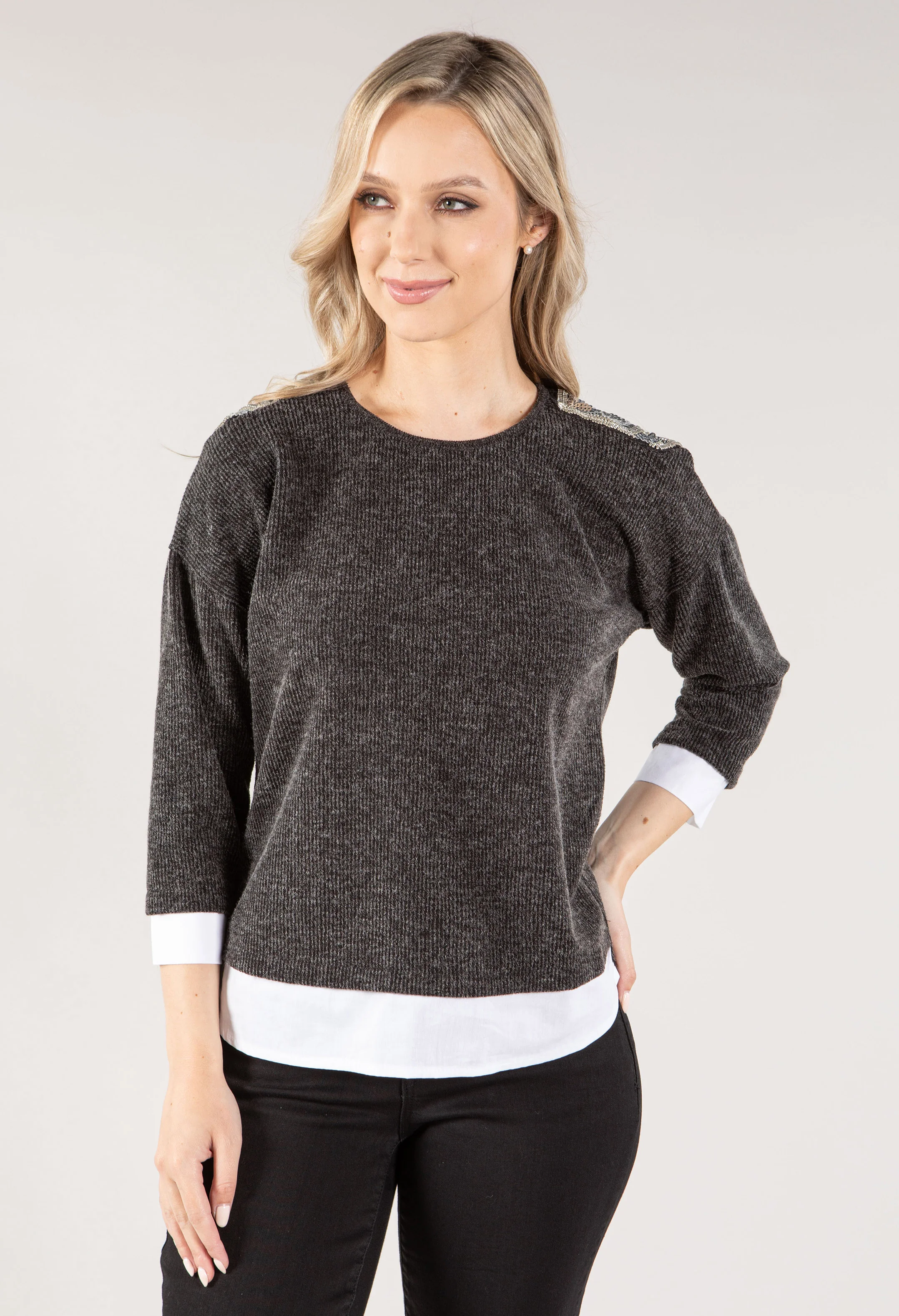 Sequin Ribbed Knit Two in One